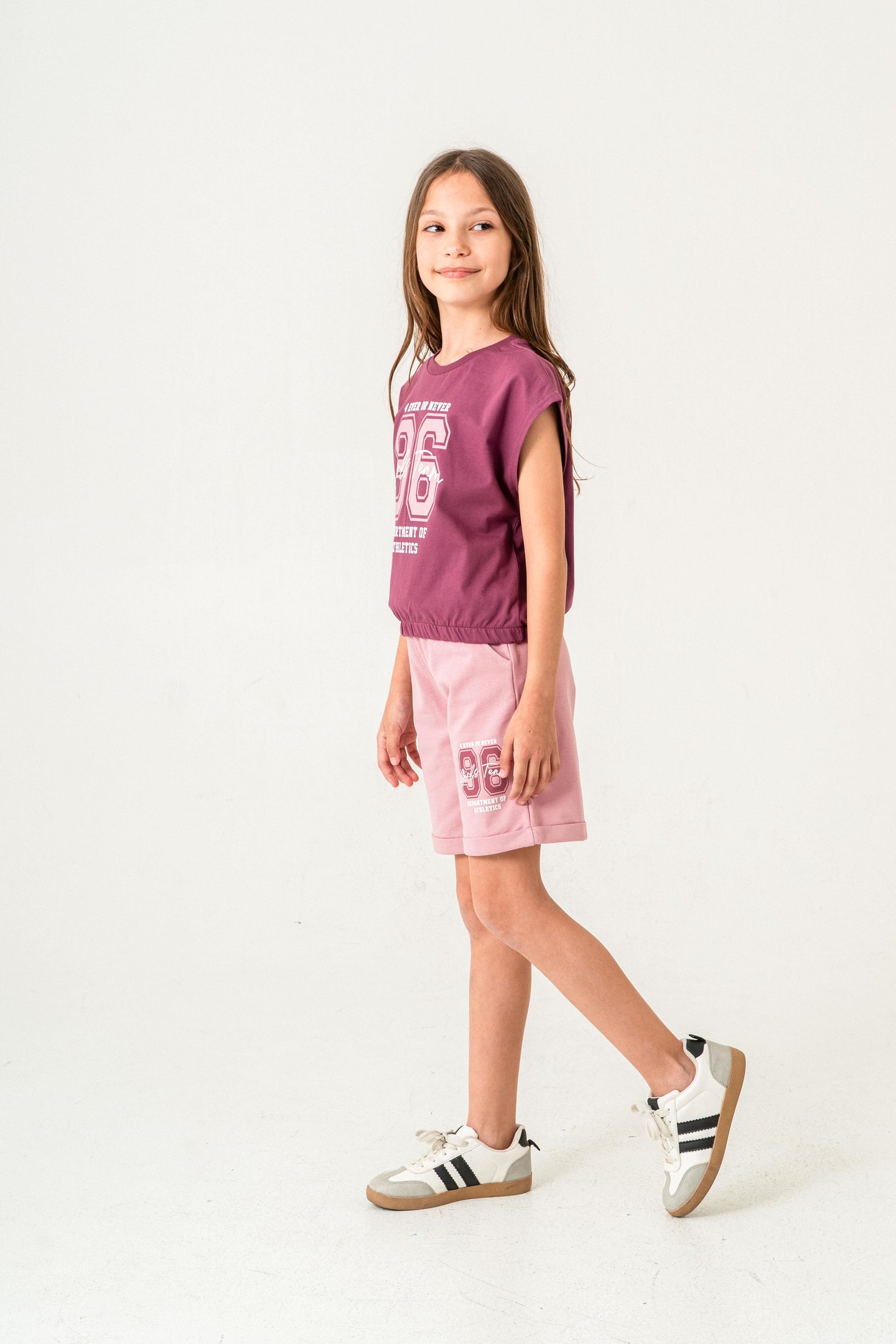 96 Girls Team Department Of Athletics Baskılı  Kız Çocuk Şort - Tişört Takımı