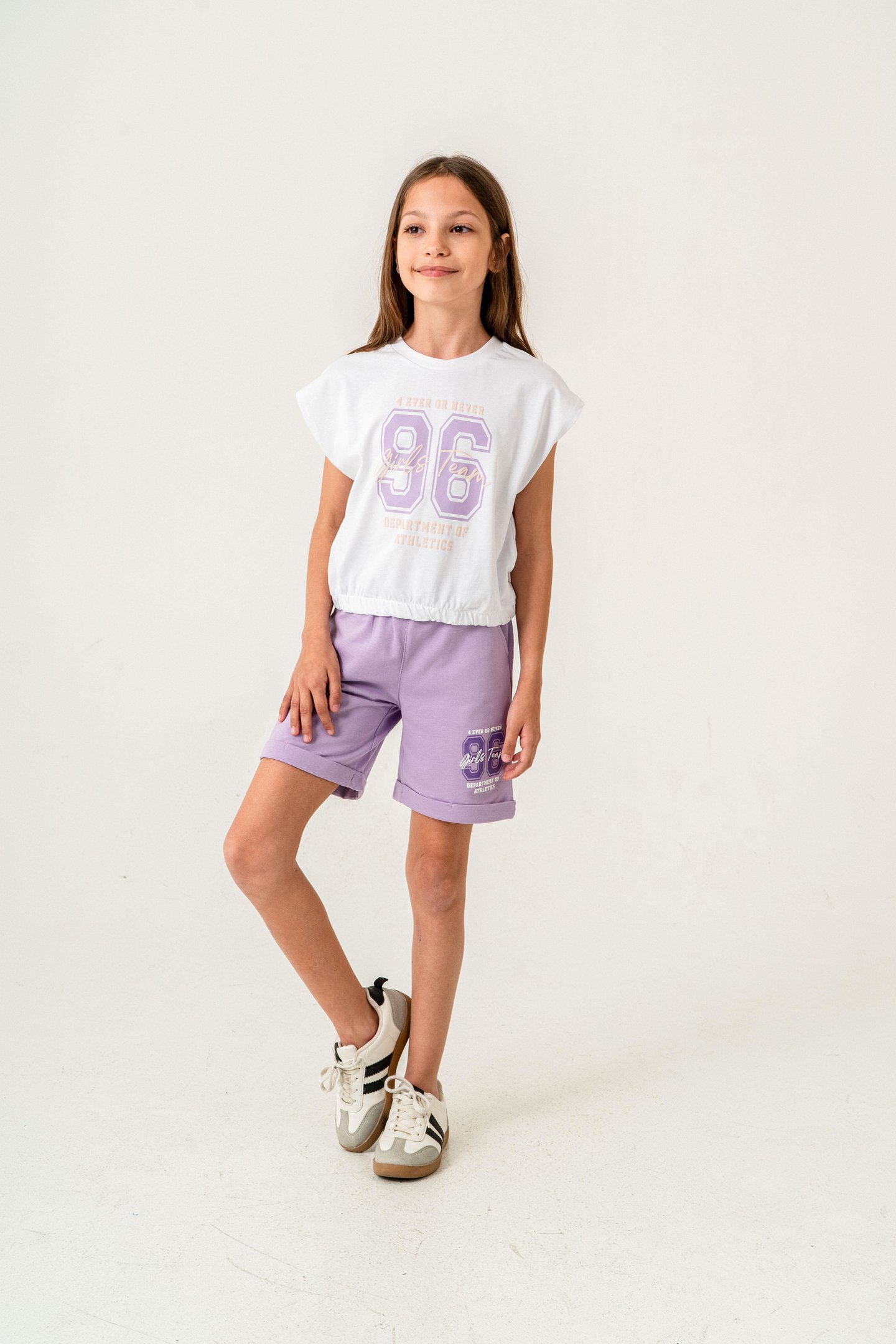 96 Girls Team Department Of Athletics Baskılı  Kız Çocuk Şort - Tişört Takımı