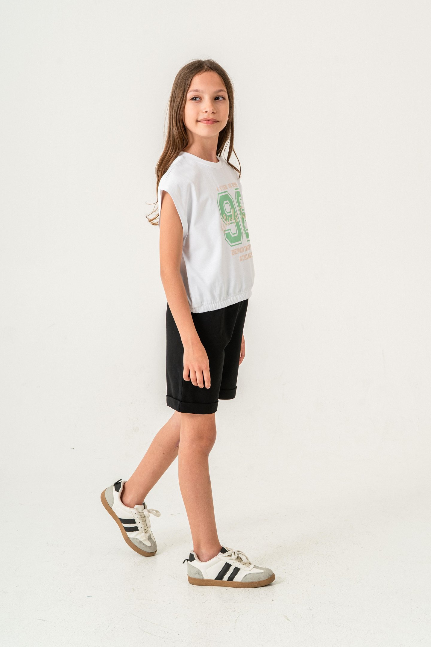 96 Girls Team Department Of Athletics Baskılı  Kız Çocuk Şort - Tişört Takımı