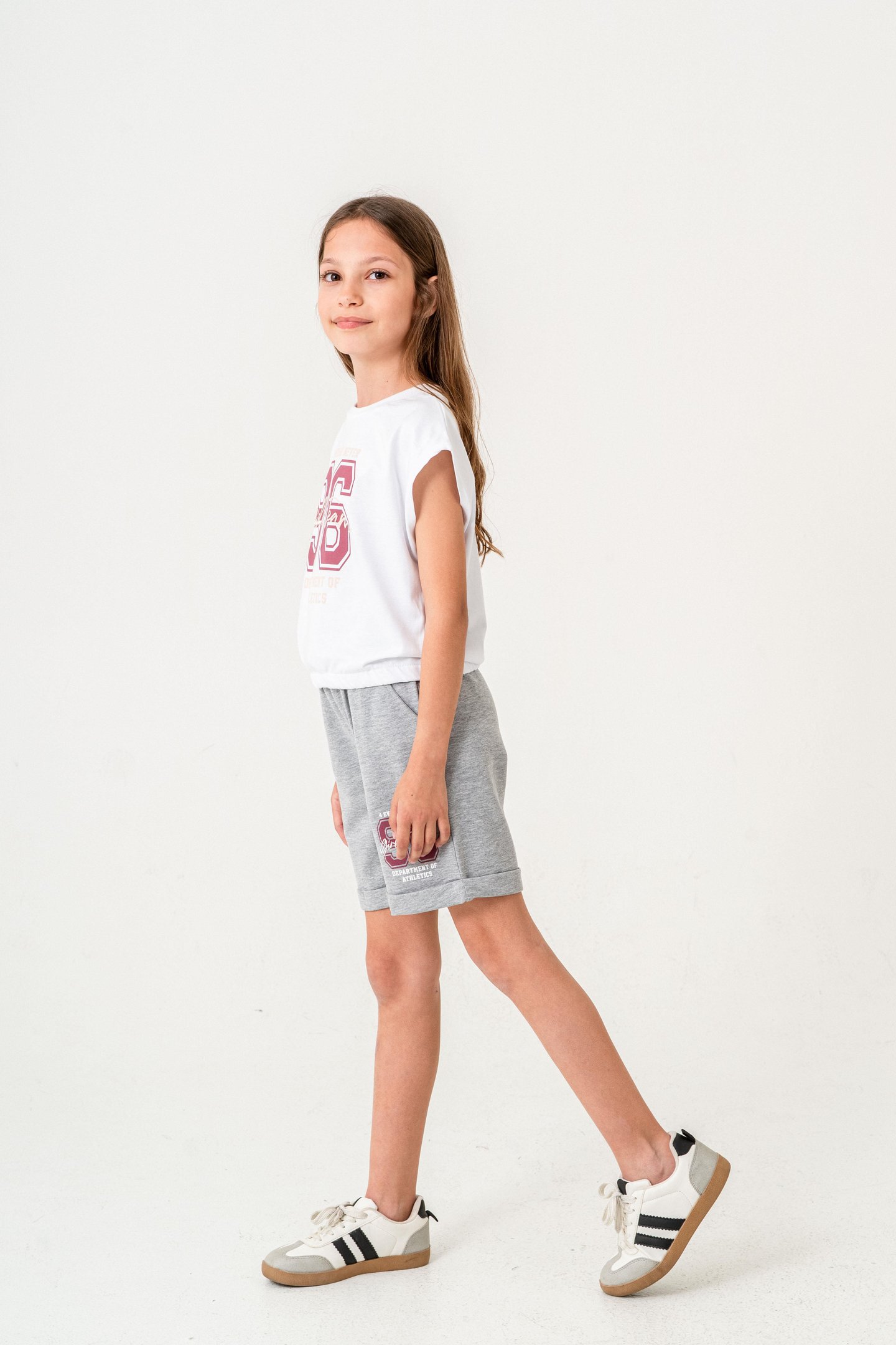 96 Girls Team Department Of Athletics Baskılı  Kız Çocuk Şort - Tişört Takımı
