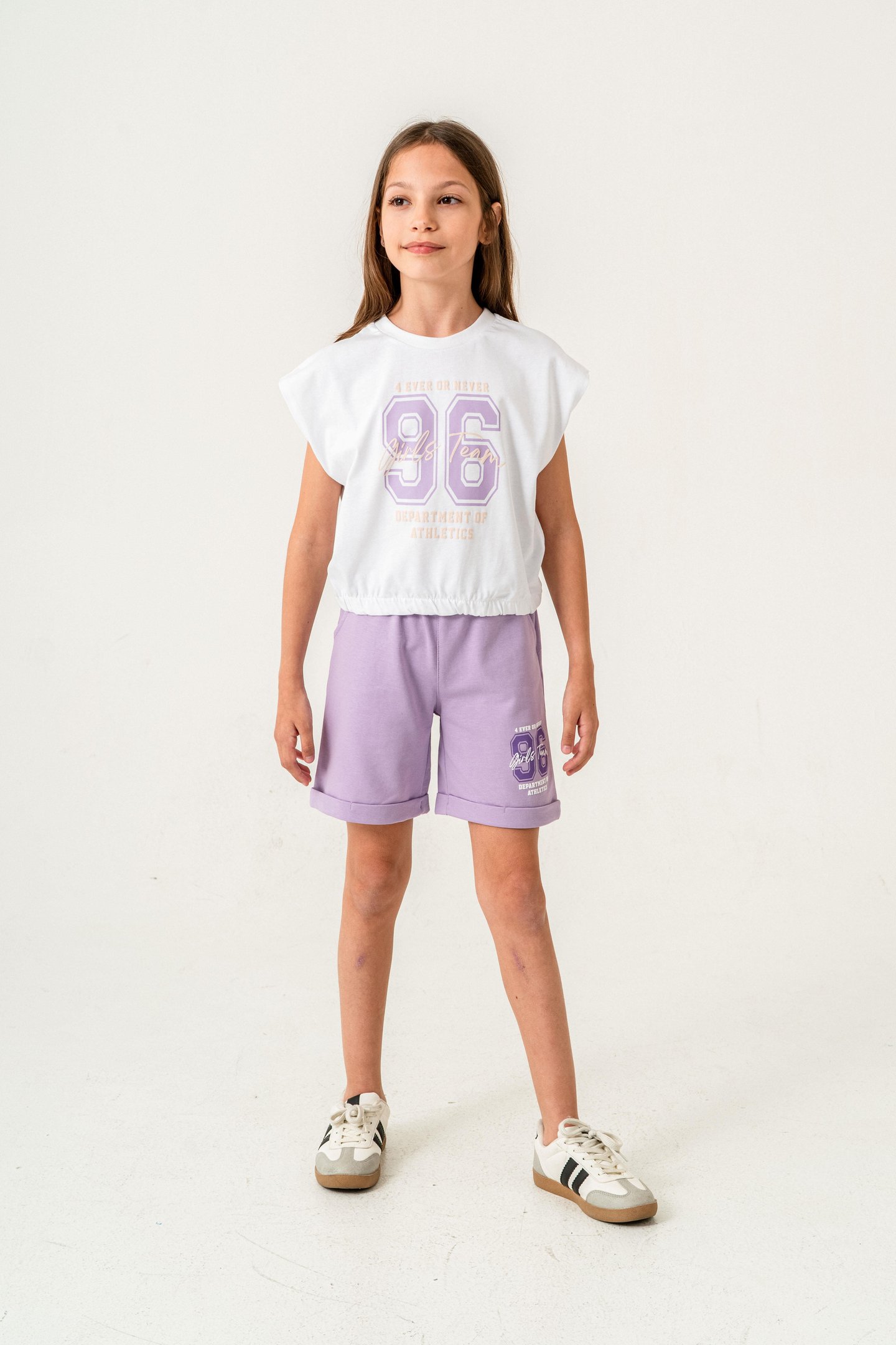 96 Girls Team Department Of Athletics Baskılı  Kız Çocuk Şort - Tişört Takımı