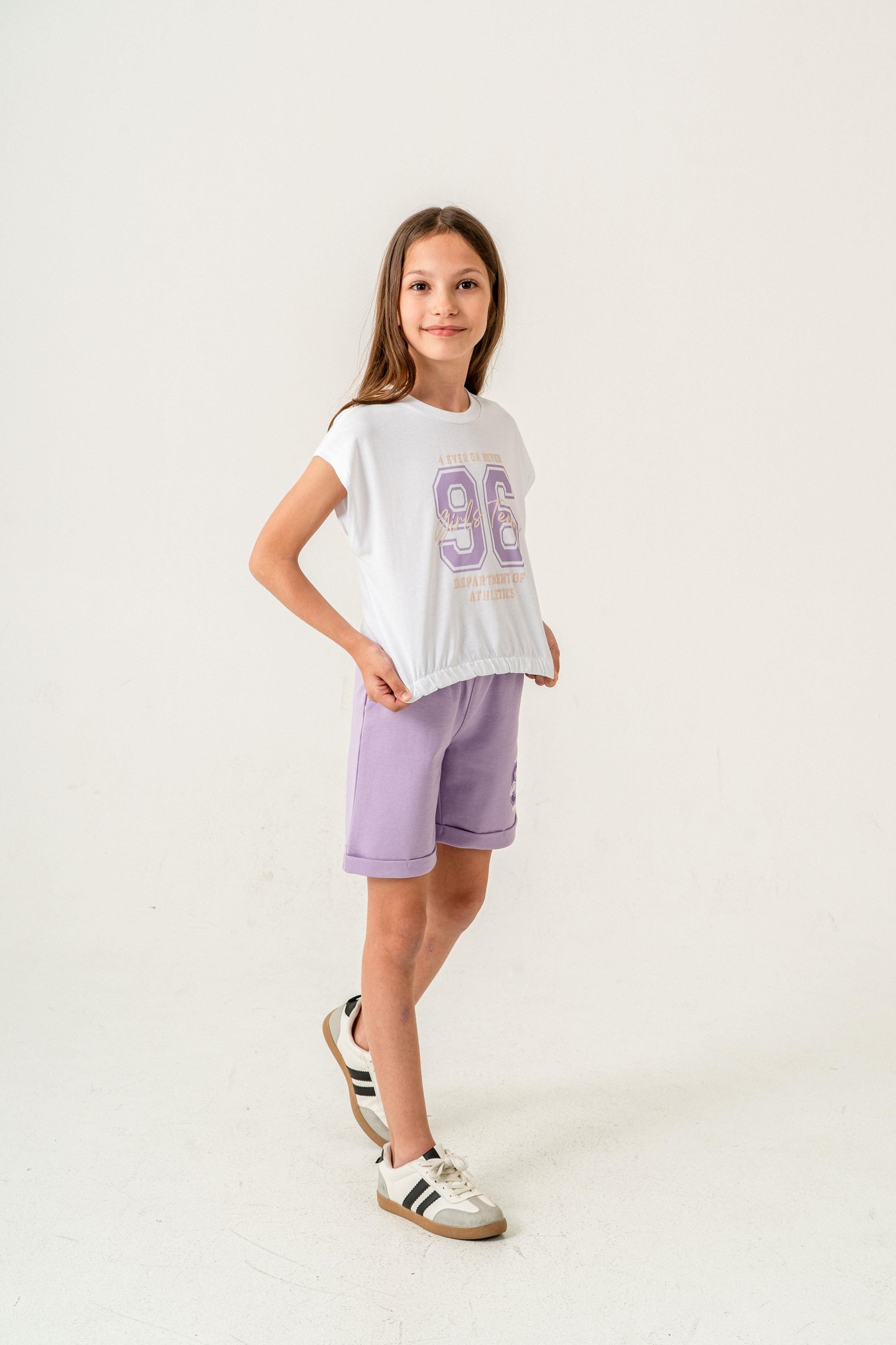 96 Girls Team Department Of Athletics Baskılı  Kız Çocuk Şort - Tişört Takımı