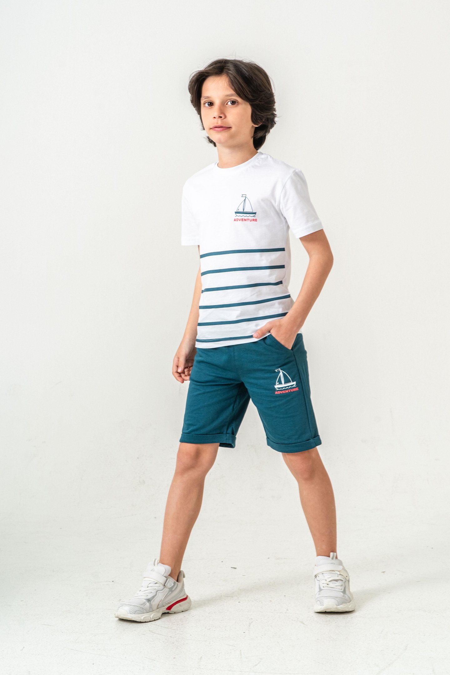 Adventure Baskılı  Erkek Çocuk Şort - Tişört Takımı