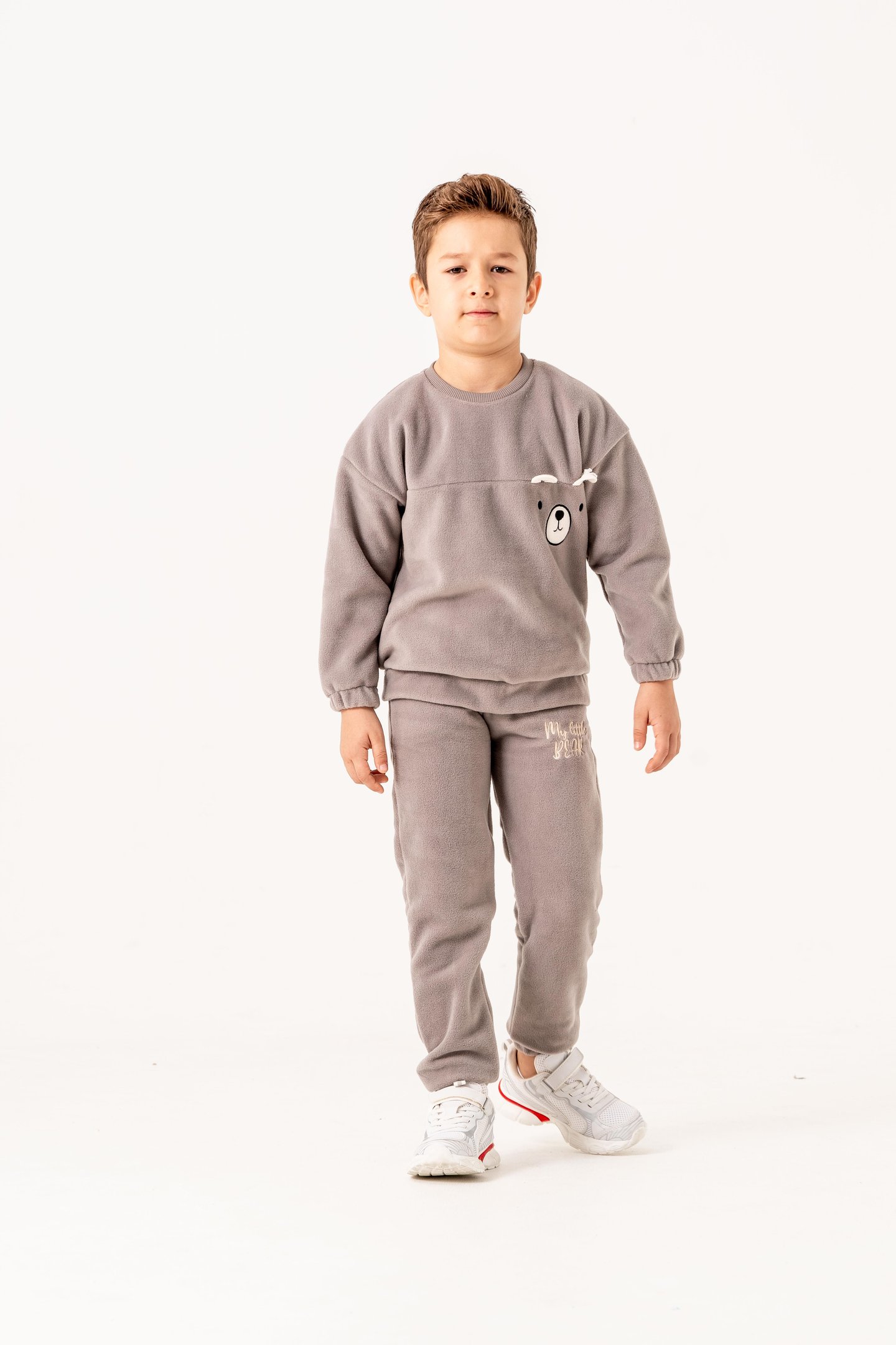 Aplikeli Ve Nakışlı Polar Erkek Çocuk Alt-Üst Eşofman Takımı