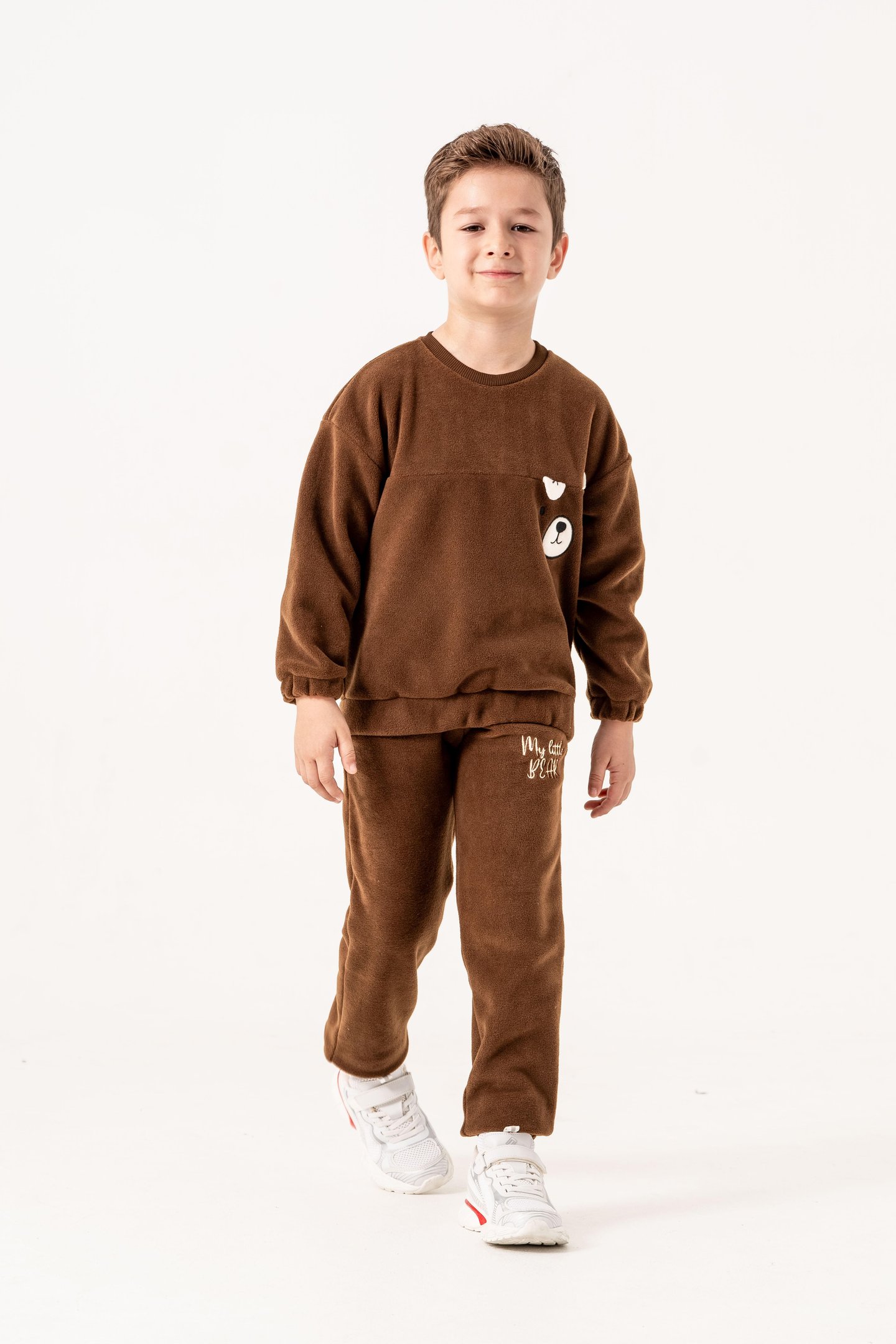 Aplikeli Ve Nakışlı Polar Erkek Çocuk Alt-Üst Eşofman Takımı