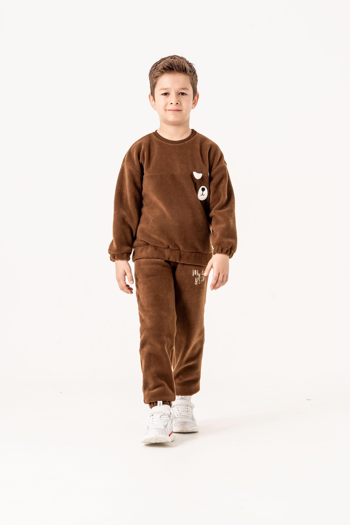 Aplikeli Ve Nakışlı Polar Erkek Çocuk Alt-Üst Eşofman Takımı