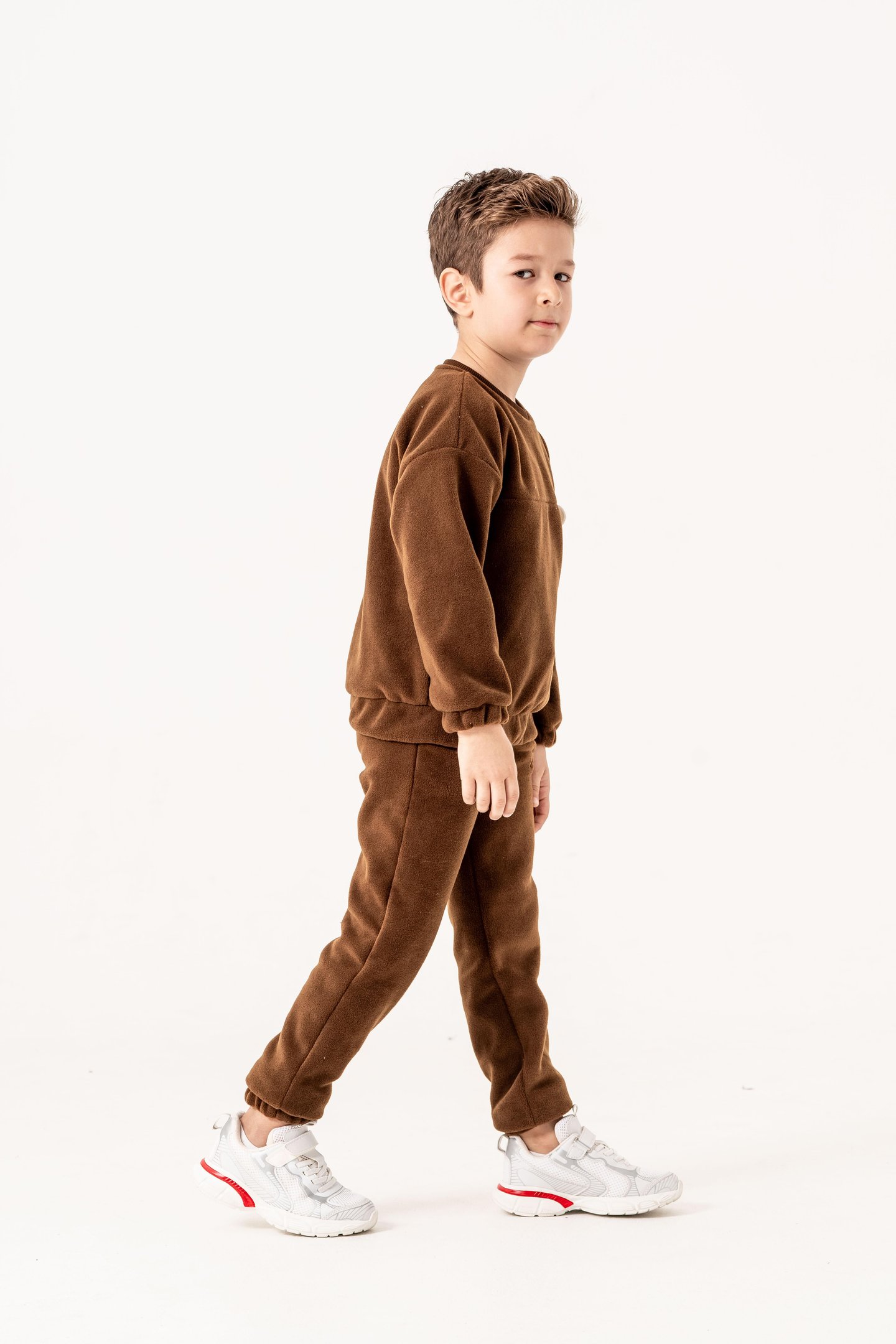 Aplikeli Ve Nakışlı Polar Erkek Çocuk Alt-Üst Eşofman Takımı