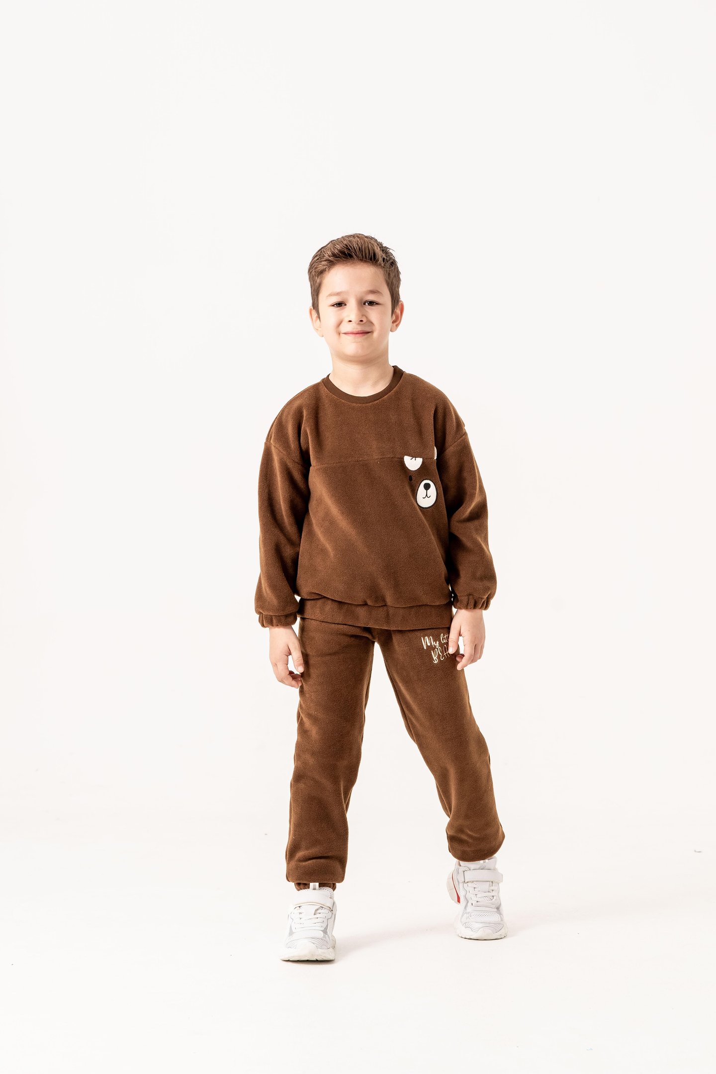 Aplikeli Ve Nakışlı Polar Erkek Çocuk Alt-Üst Eşofman Takımı