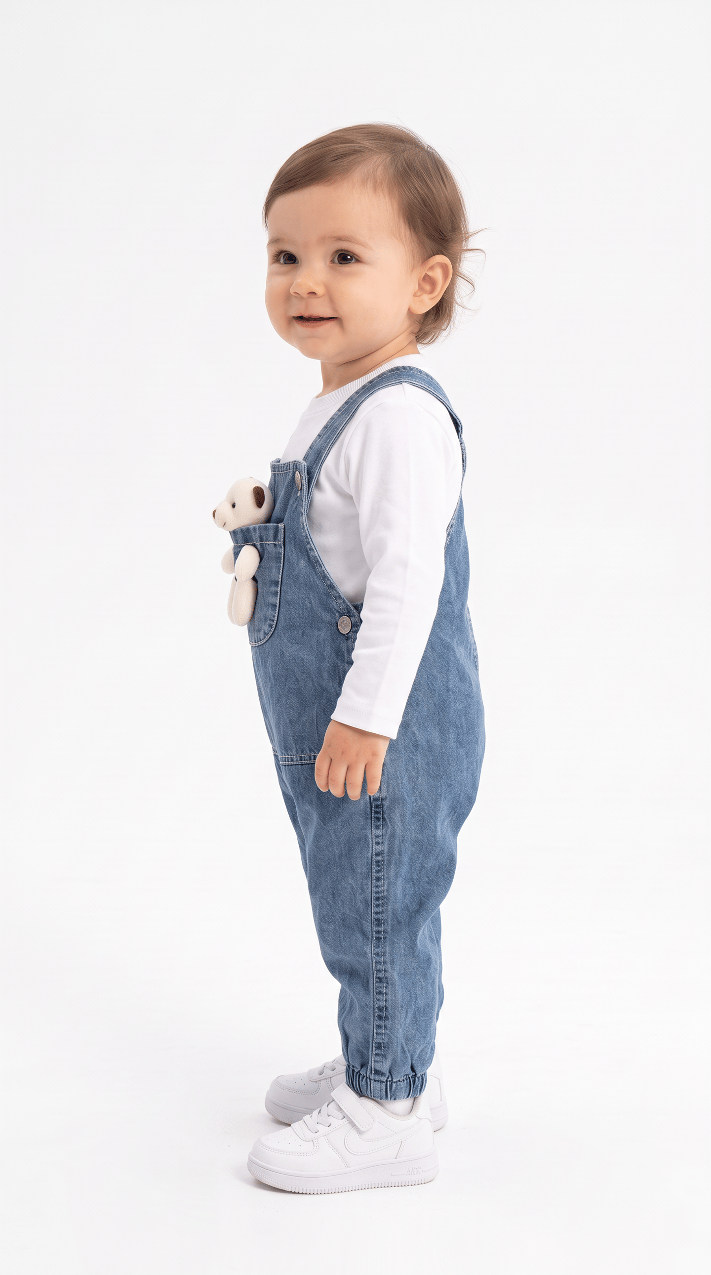 Ayı Cepli Bahçivan Kız Bebek Takım