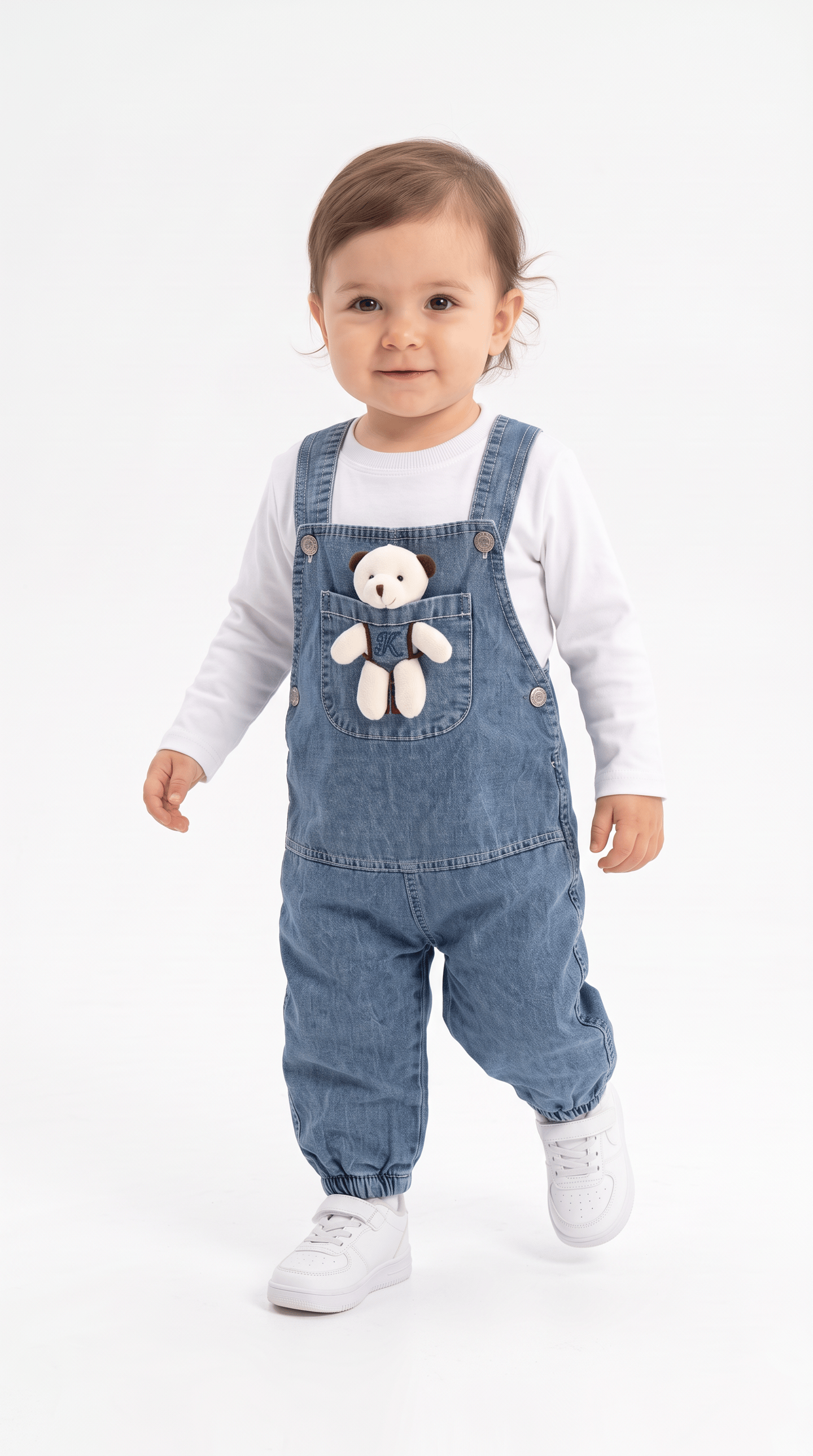 Ayı Cepli Bahçivan Kız Bebek Takım