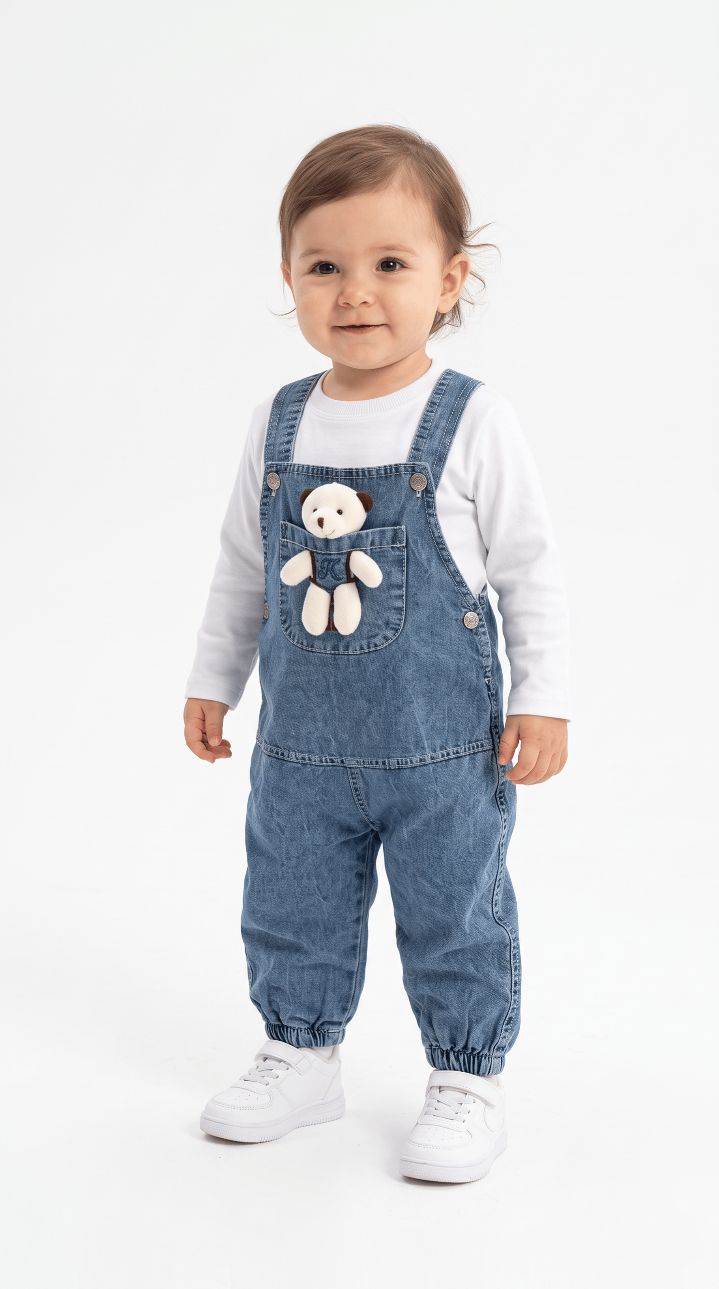 Ayı Cepli Bahçivan Kız Bebek Takım