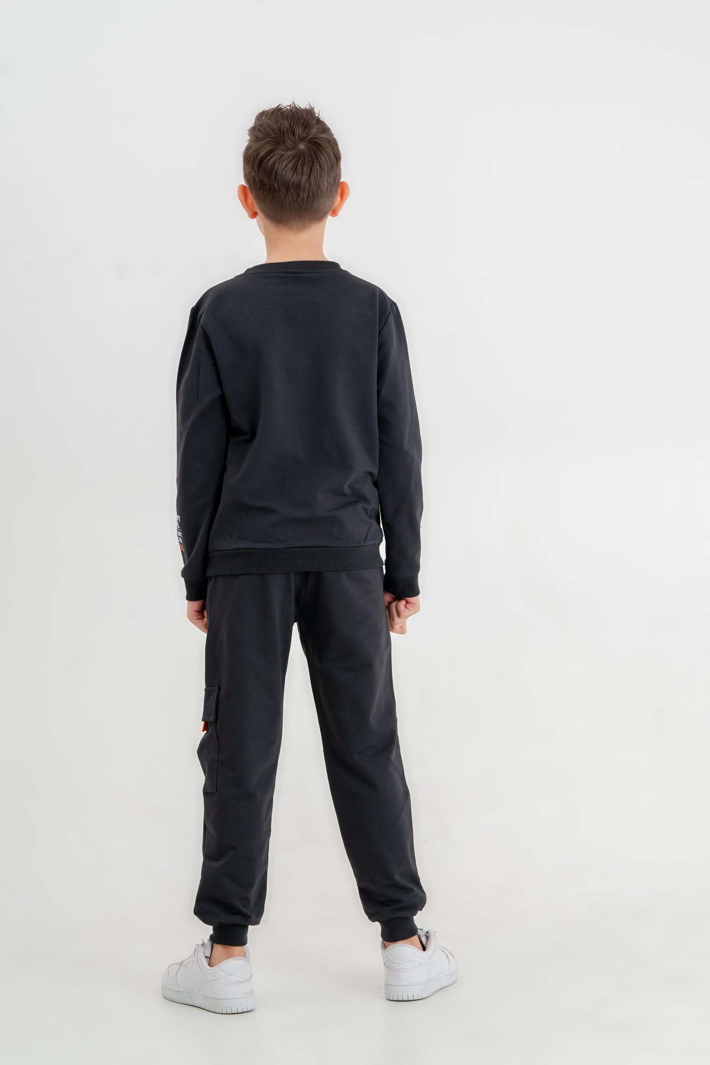 Basic Baskılı Kapüşonlu Erkek Çocuk Eşofman Takımı