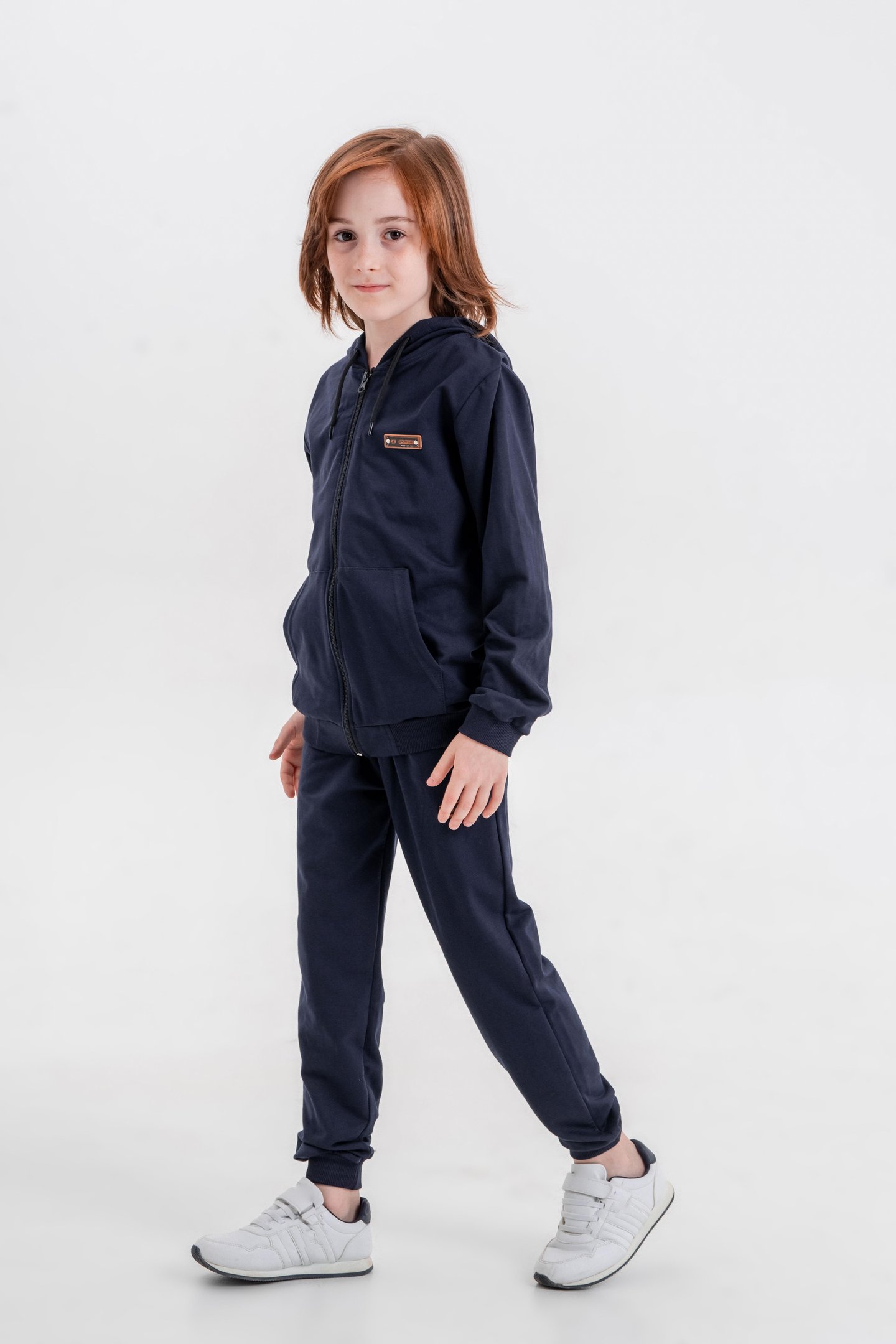 Basic Fermuarlı Arma Detaylı Kapüşonlu Erkek Çocuk Takım