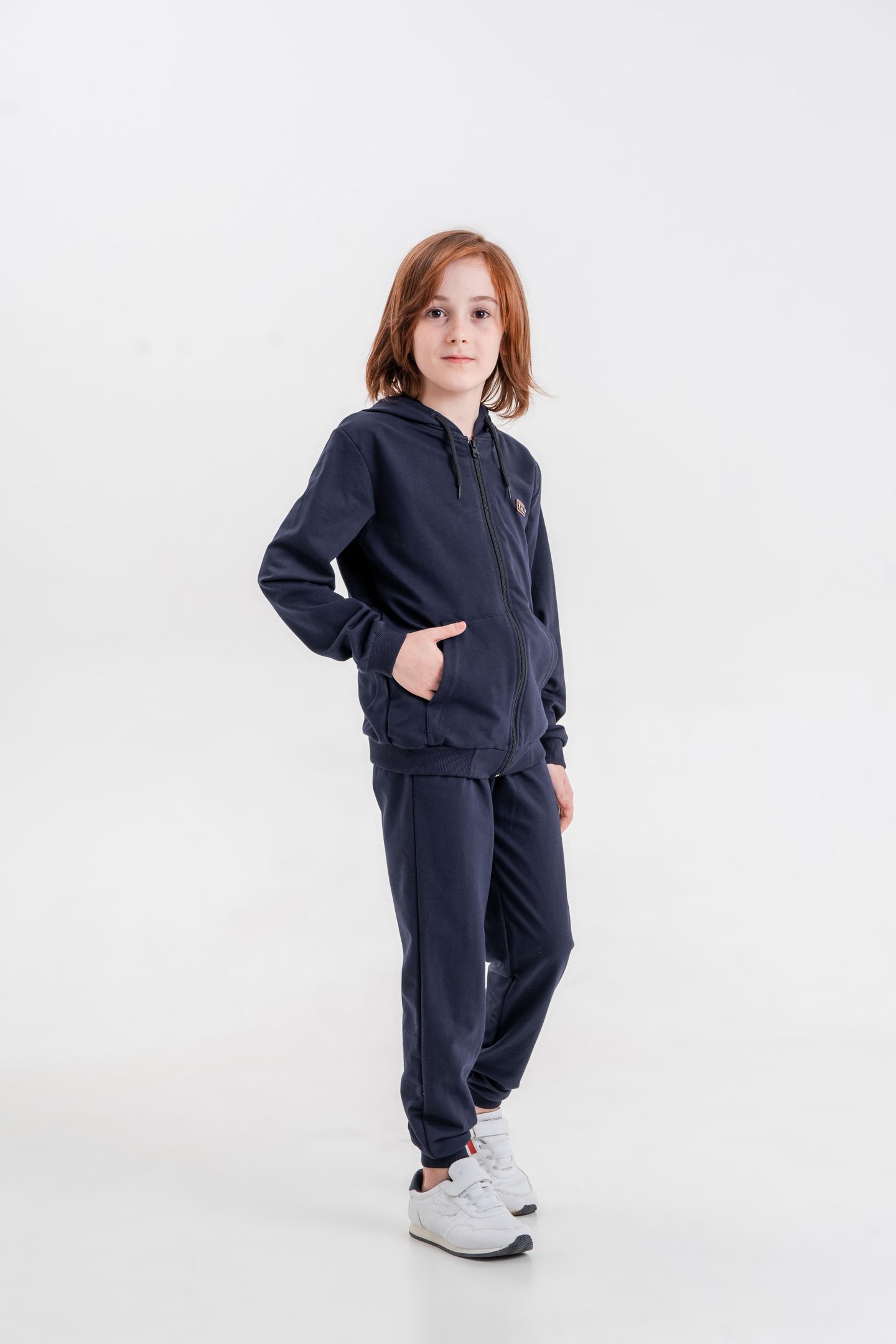 Basic Fermuarlı Arma Detaylı Kapüşonlu Erkek Çocuk Takım