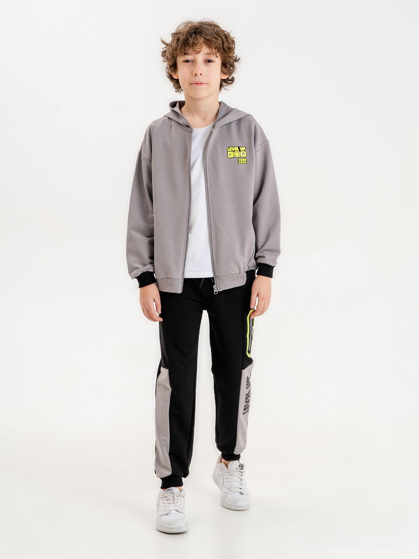 Baskılı Kapüşonlu Erkek Çocuk Sweatshirt Alt - Üst Eşofman Takımı