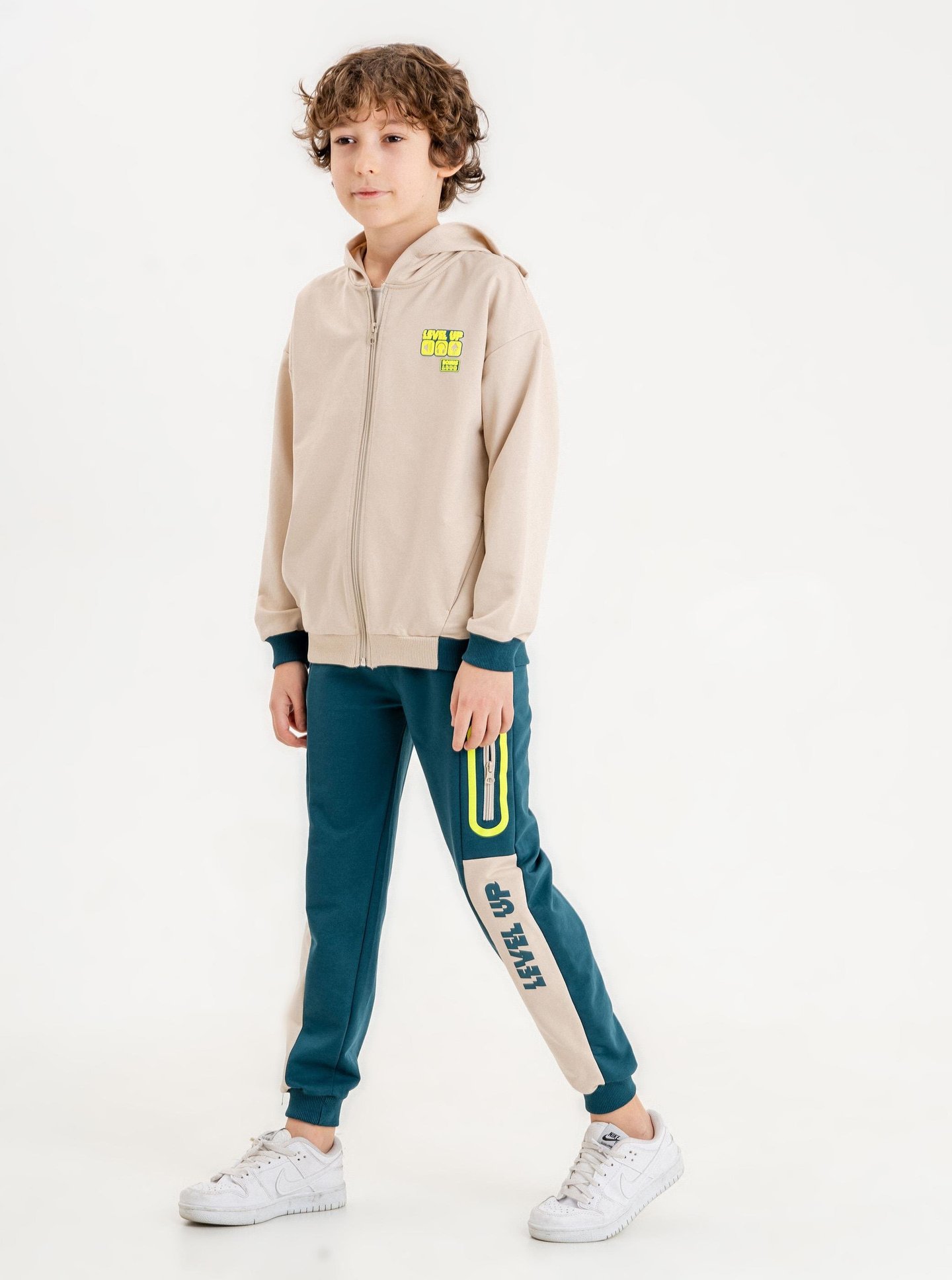 Baskılı Kapüşonlu Erkek Çocuk Sweatshirt Alt - Üst Eşofman Takımı