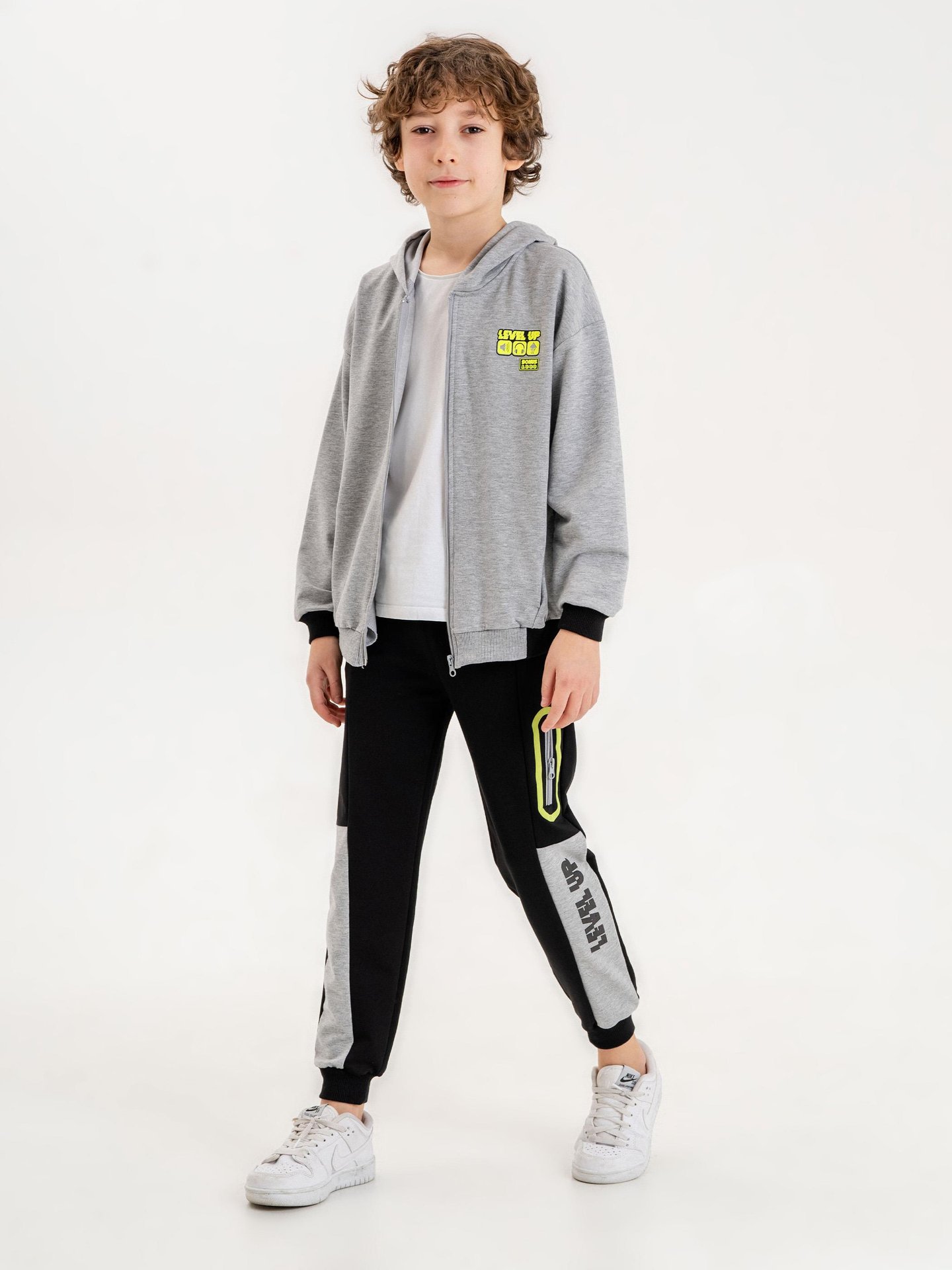 Baskılı Kapüşonlu Erkek Çocuk Sweatshirt Alt - Üst Eşofman Takımı