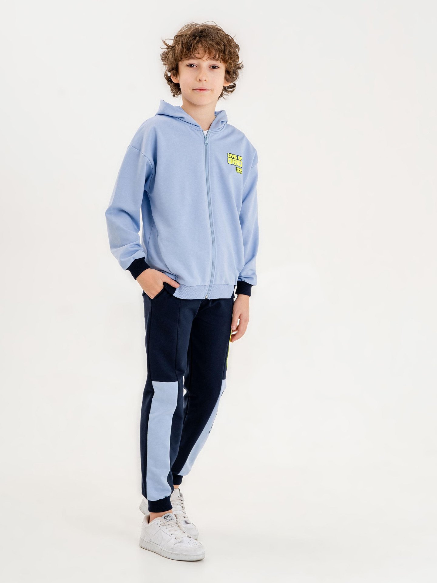 Baskılı Kapüşonlu Erkek Çocuk Sweatshirt Alt - Üst Eşofman Takımı