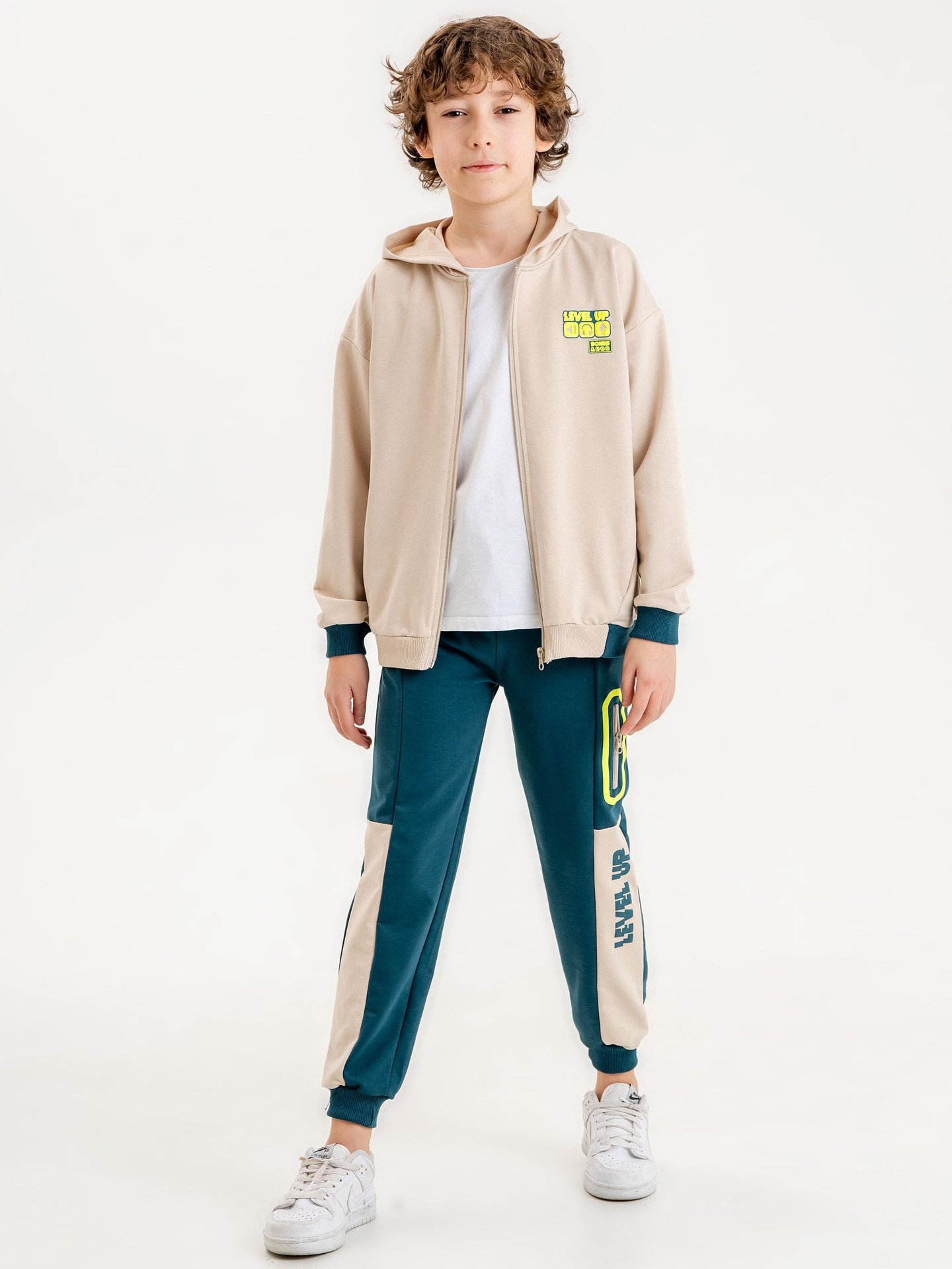 Baskılı Kapüşonlu Erkek Çocuk Sweatshirt Alt - Üst Eşofman Takımı