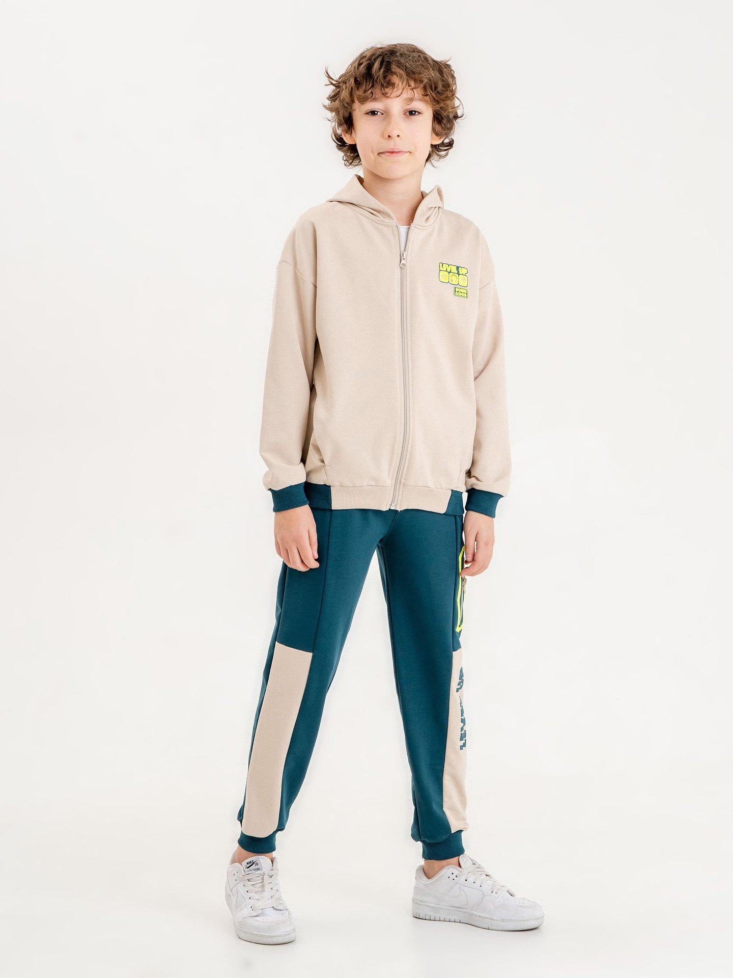 Baskılı Kapüşonlu Erkek Çocuk Sweatshirt Alt - Üst Eşofman Takımı