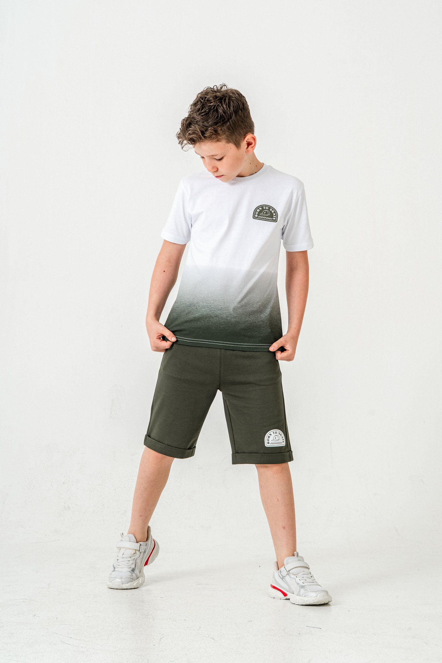 Born The Skate Baskılı  Erkek Çocuk Şort - Tişört Takımı