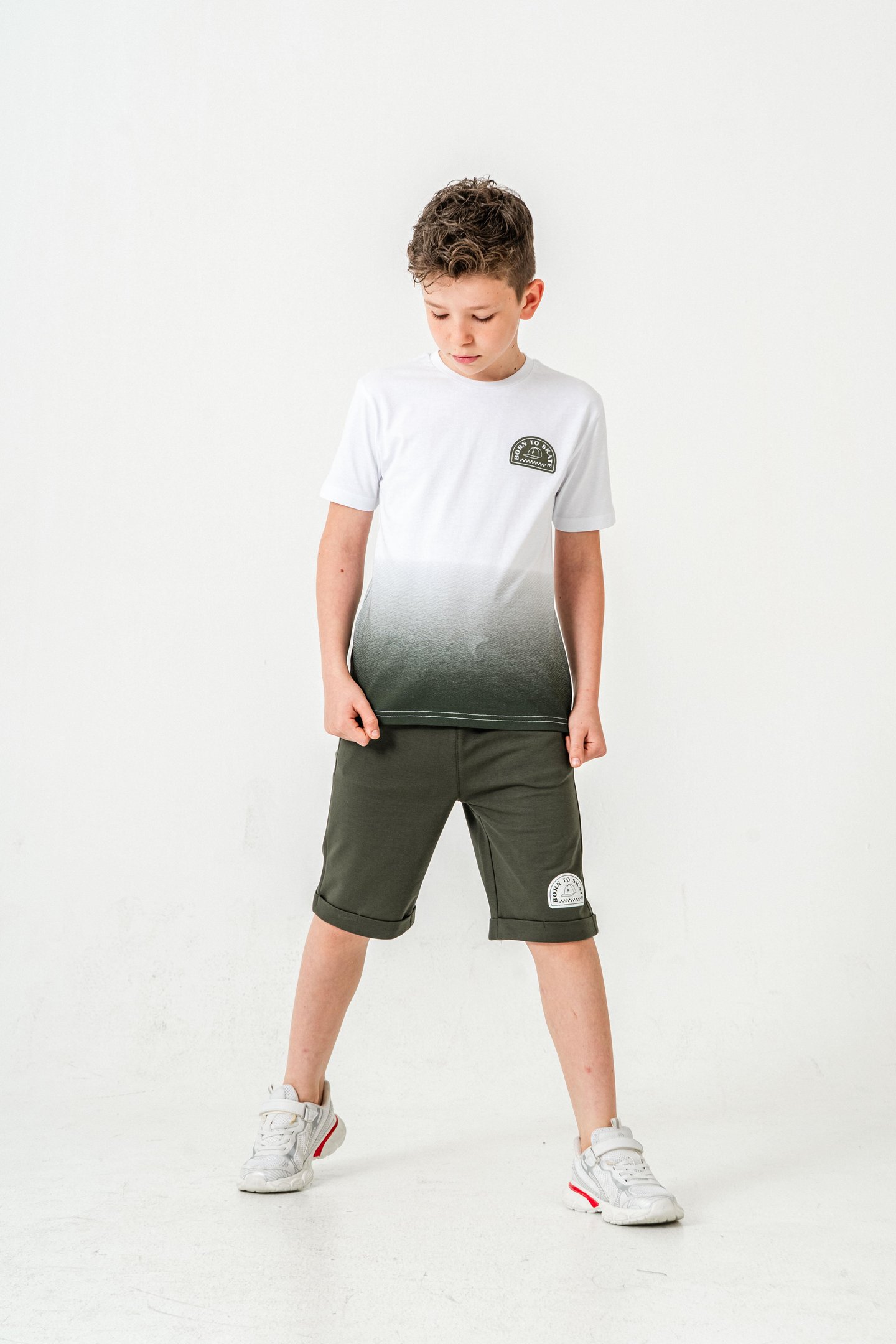 Born The Skate Baskılı  Erkek Çocuk Şort - Tişört Takımı