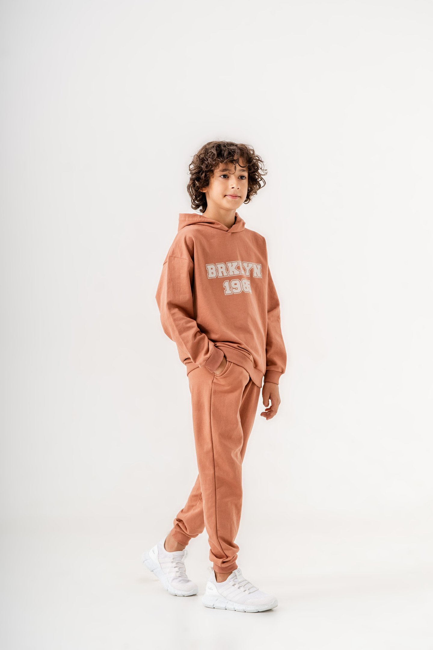 Brklyn 1985 Baskılı Kapüşonlu Erkek Çocuk Alt-Üst Eşofman Takımı