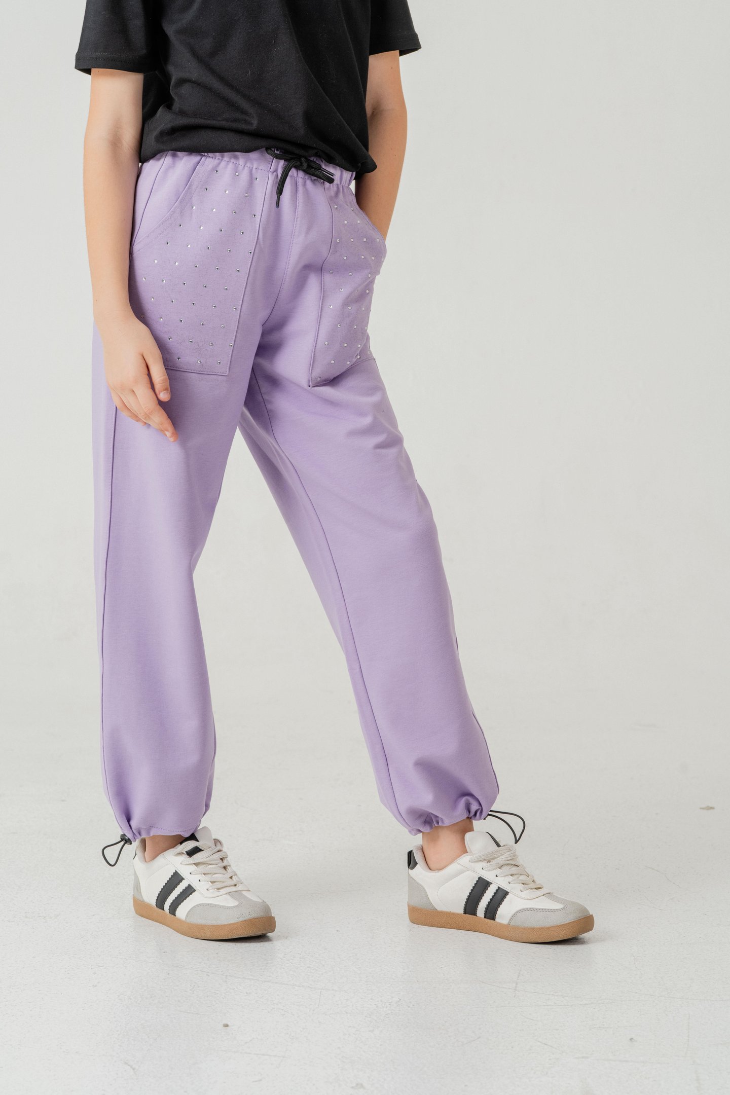 Cebi Taşlı Paça Brit Lastikli Stoperli Kız Çocuk Eşofman Altı