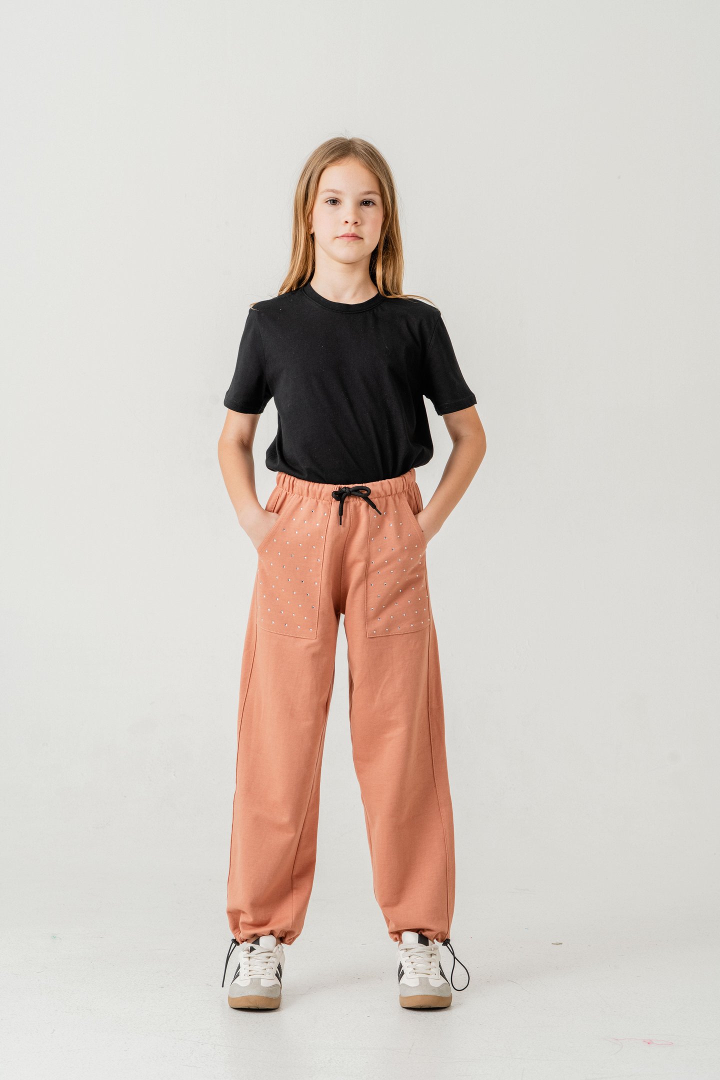 Cebi Taşlı Paça Brit Lastikli Stoperli Kız Çocuk Eşofman Altı