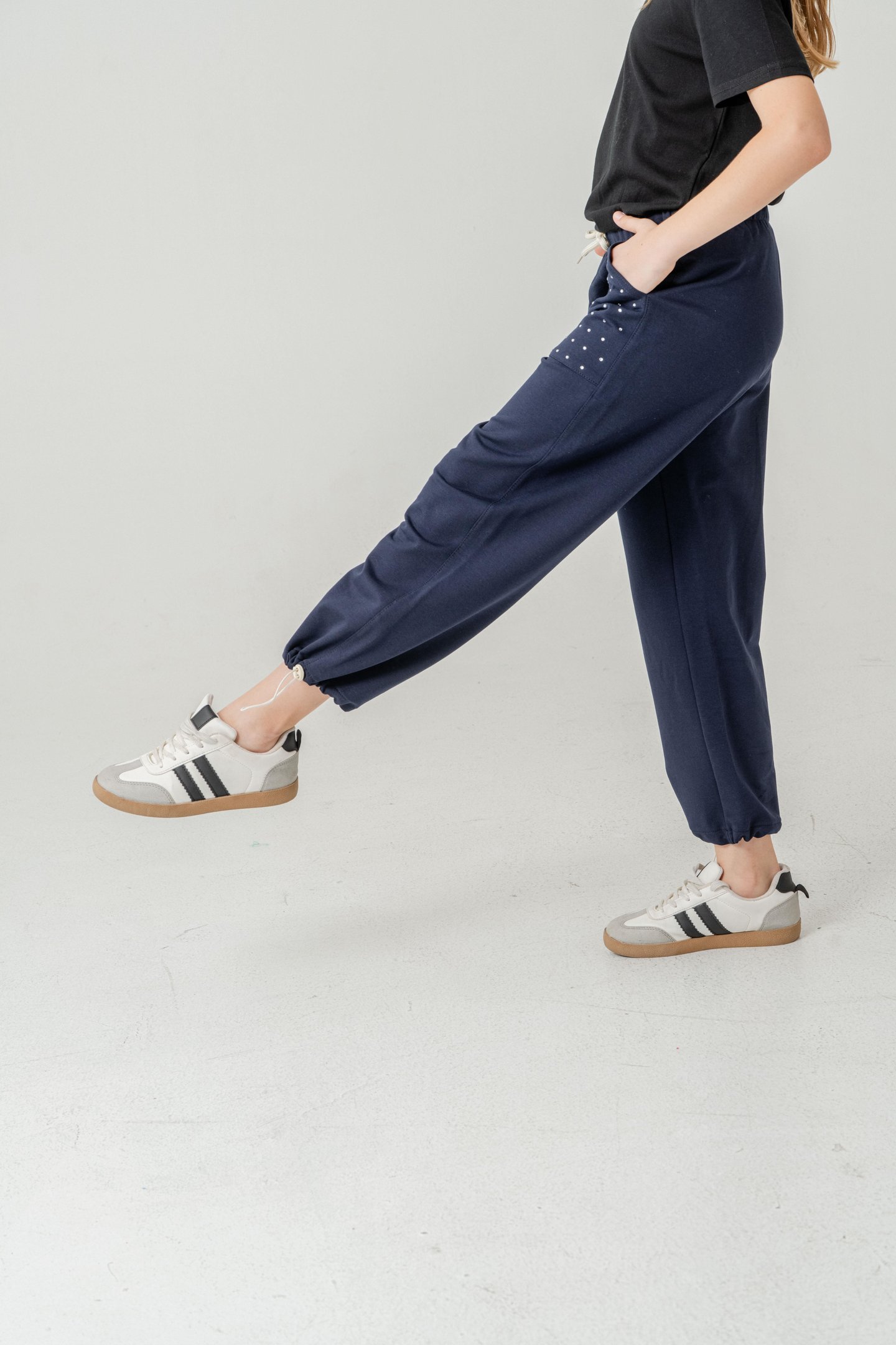 Cebi Taşlı Paça Brit Lastikli Stoperli Kız Çocuk Eşofman Altı