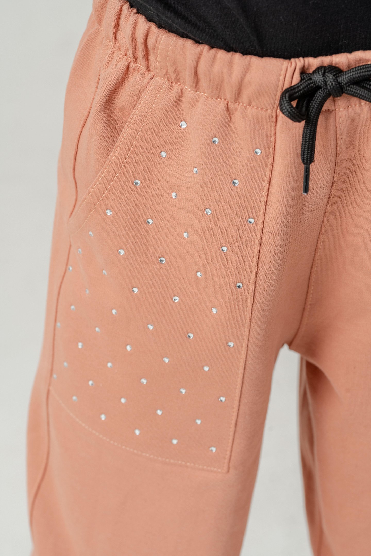 Cebi Taşlı Paça Brit Lastikli Stoperli Kız Çocuk Eşofman Altı