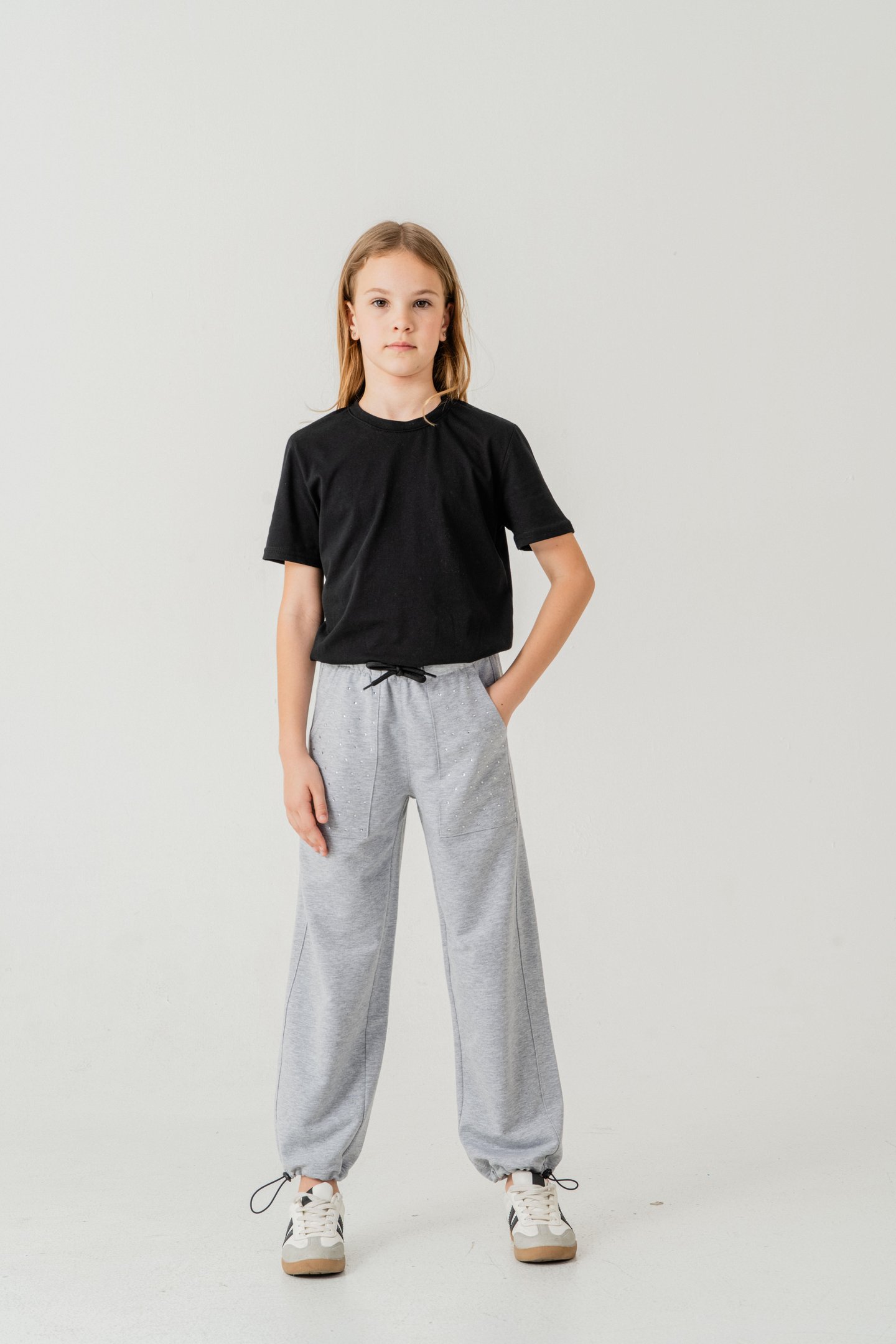 Cebi Taşlı Paça Brit Lastikli Stoperli Kız Çocuk Eşofman Altı