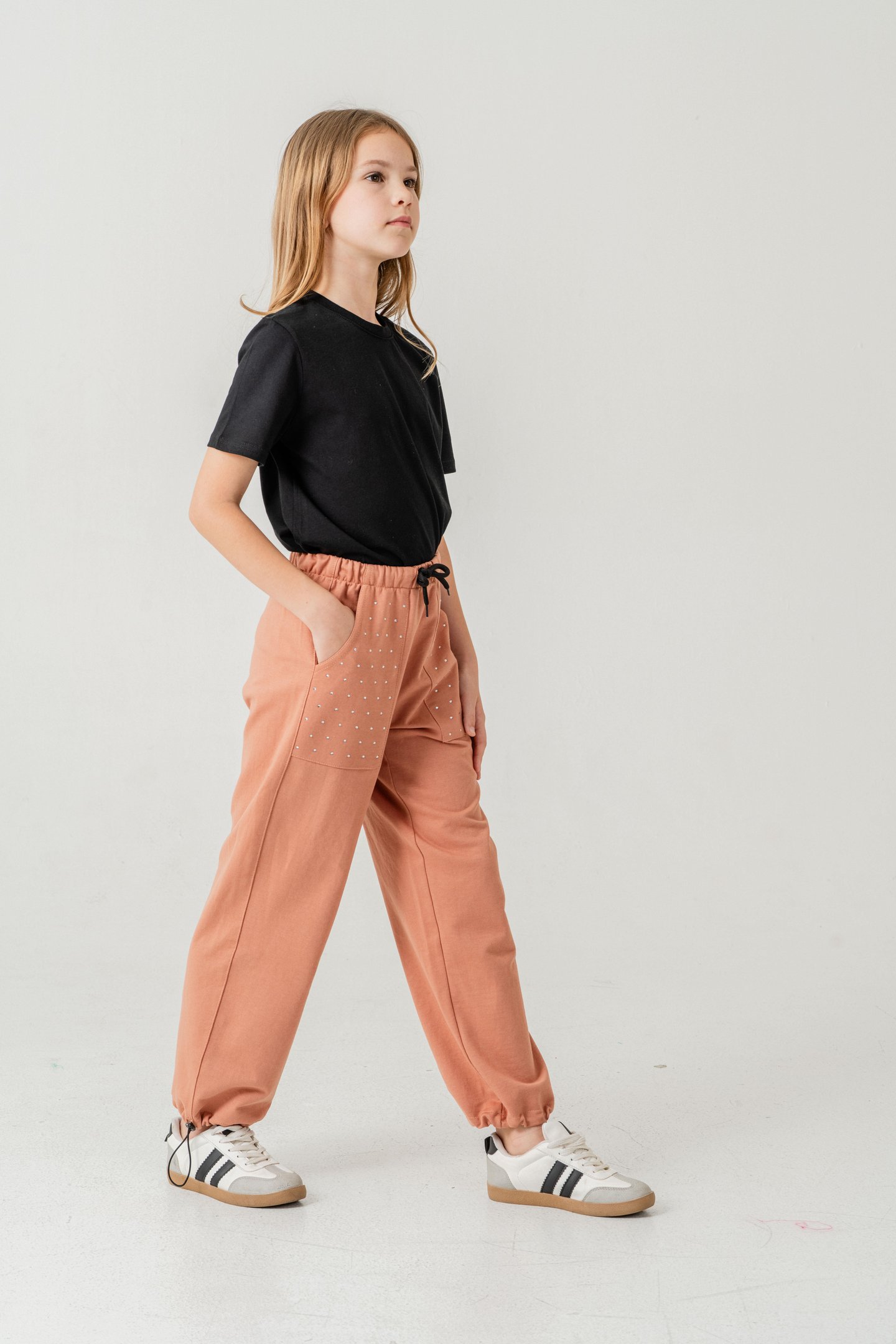 Cebi Taşlı Paça Brit Lastikli Stoperli Kız Çocuk Eşofman Altı