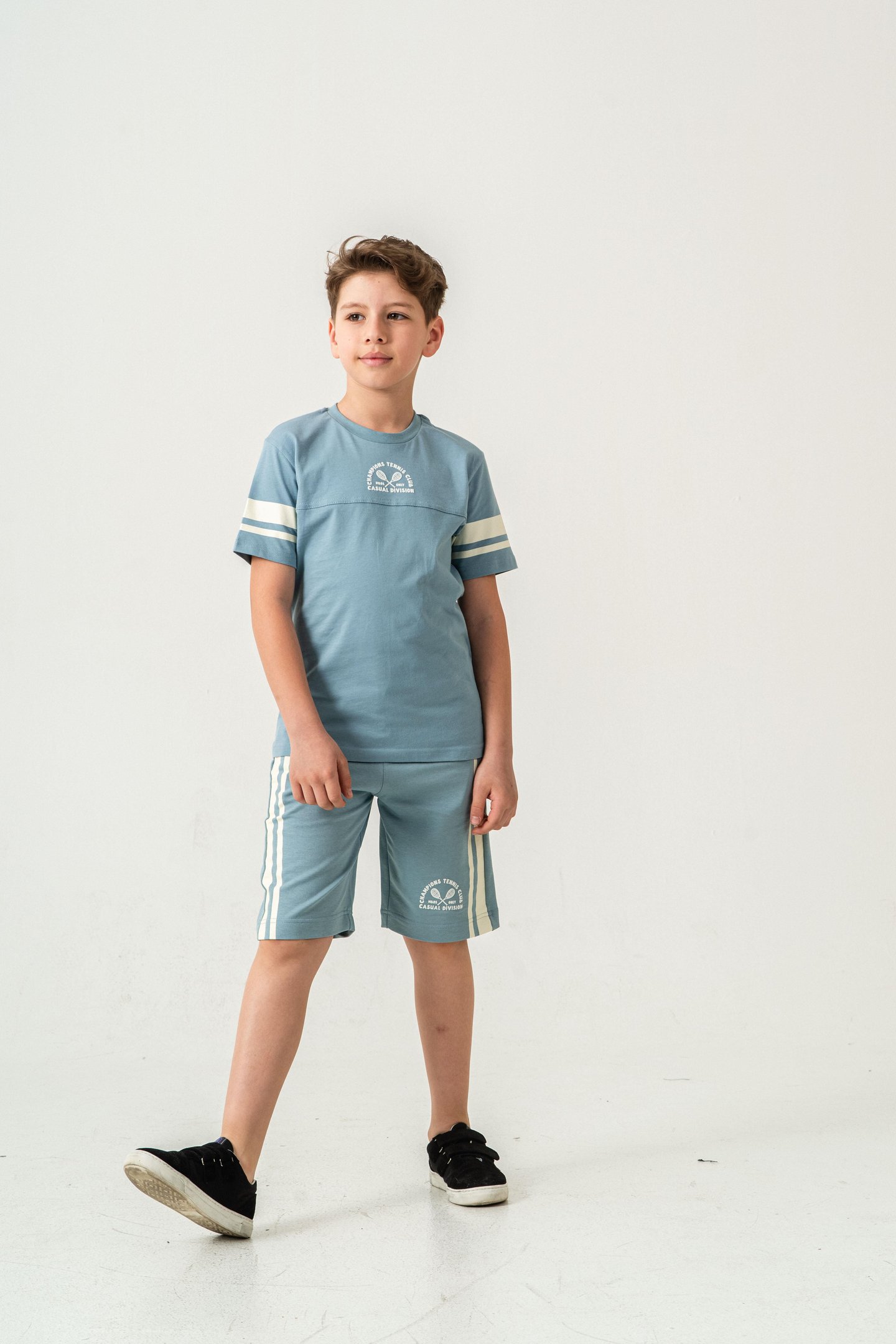 Champions Tennis Club Casual Division Baskılı  Erkek Çocuk Şort - Tişört Takımı