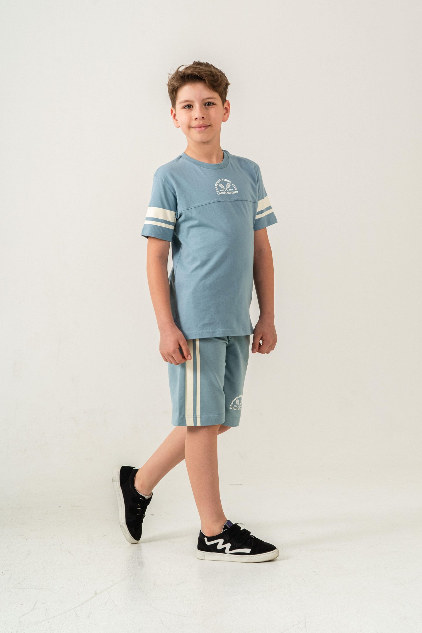 Champions Tennis Club Casual Division Baskılı  Erkek Çocuk Şort - Tişört Takımı