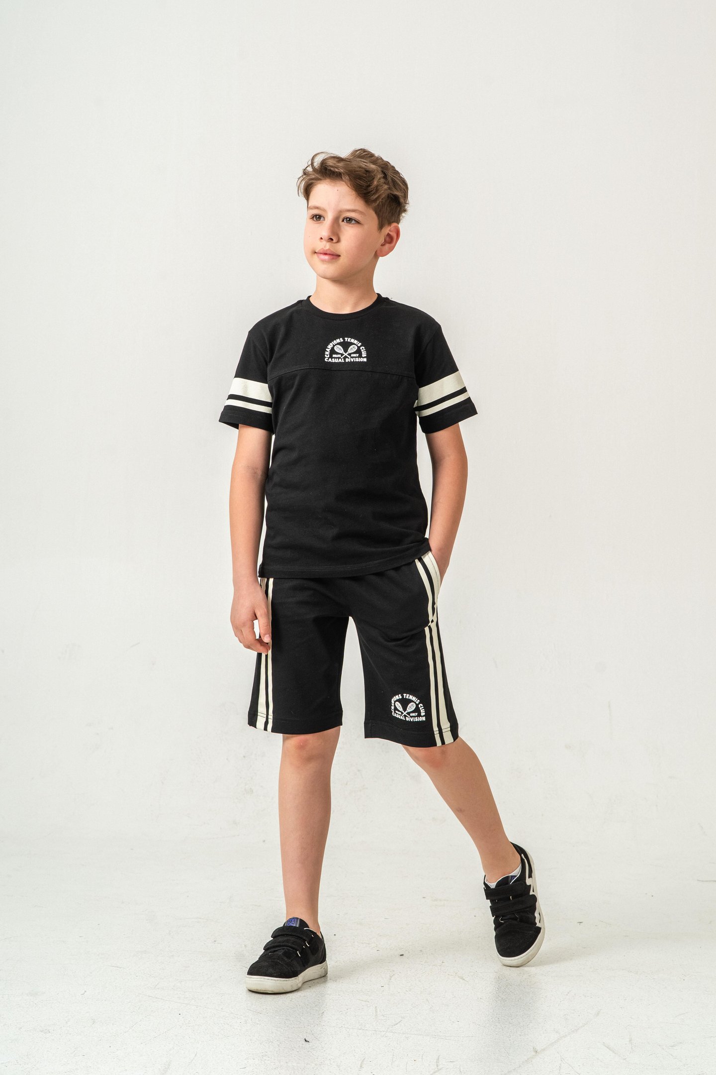 Champions Tennis Club Casual Division Baskılı  Erkek Çocuk Şort - Tişört Takımı