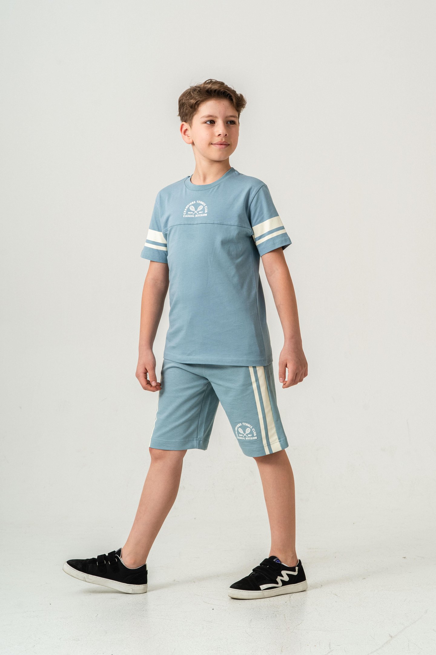 Champions Tennis Club Casual Division Baskılı  Erkek Çocuk Şort - Tişört Takımı