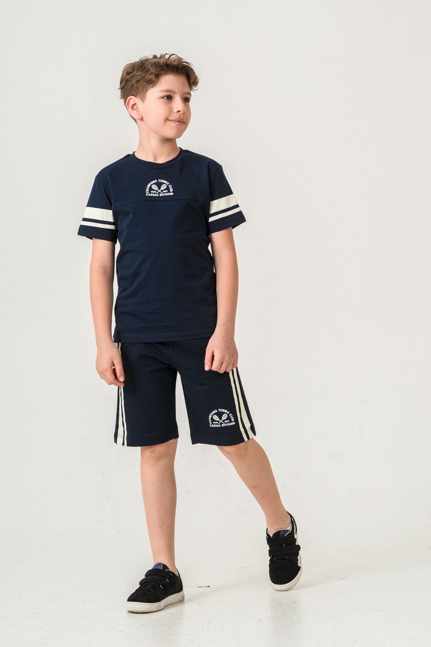 Champions Tennis Club Casual Division Baskılı  Erkek Çocuk Şort - Tişört Takımı
