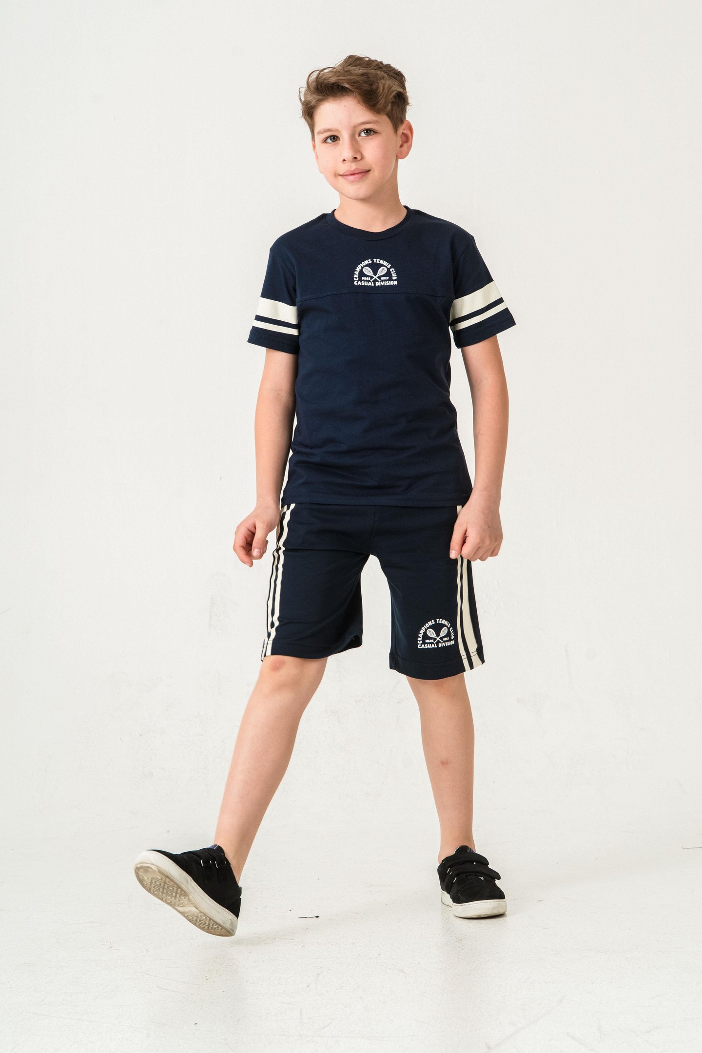 Champions Tennis Club Casual Division Baskılı  Erkek Çocuk Şort - Tişört Takımı
