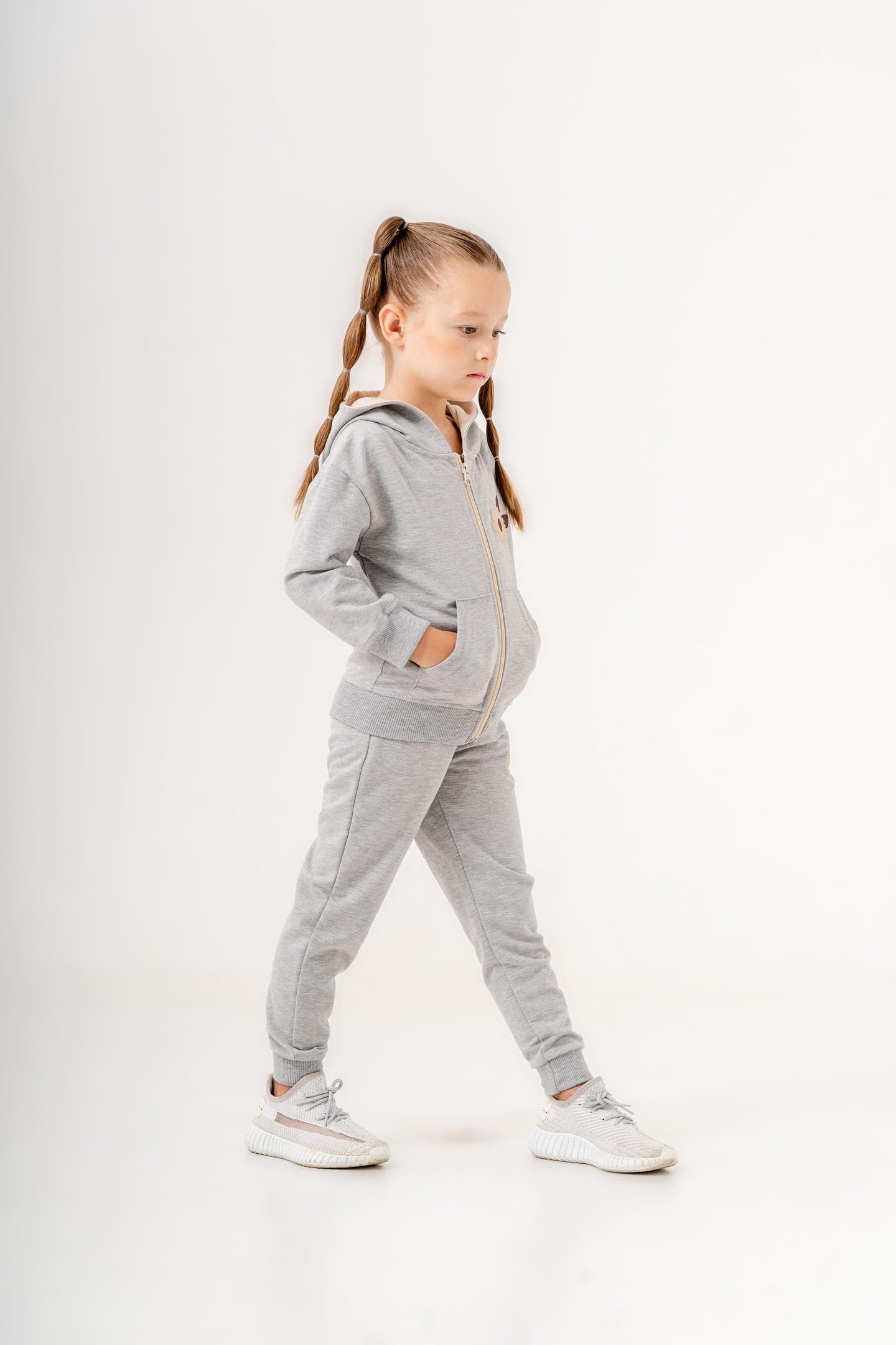 Çiçek Baskılı Bacak Baskı Detaylı Kız Çocuk  Eşofman Alt Alt - Üst Takım