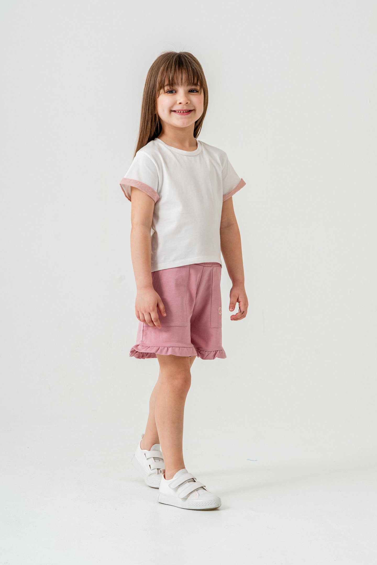 Çiçek Nakışlı Kız Çocuk Şort