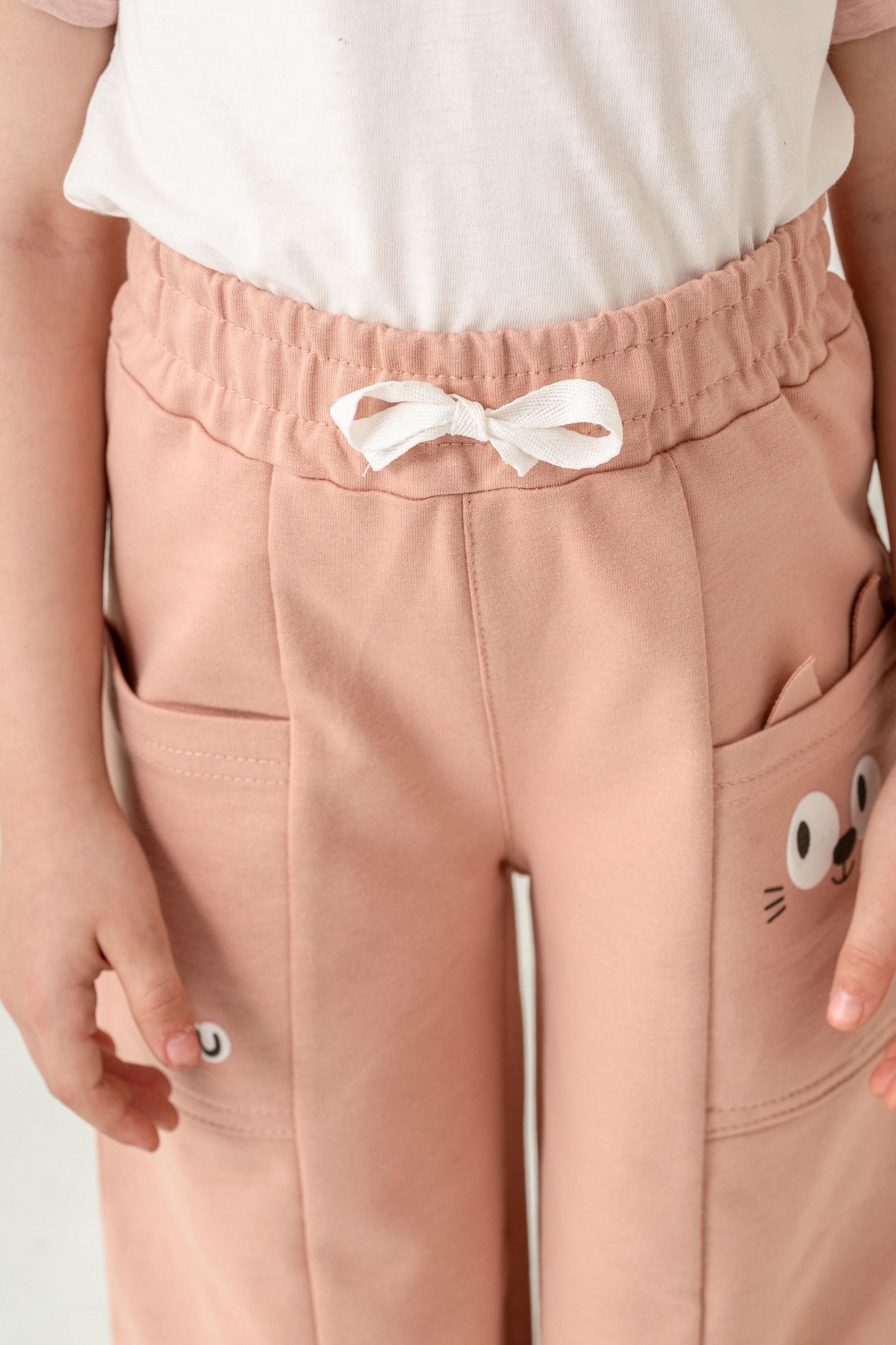 Çift Cepli Cep Baskılı Kız Çocuk Eşofman Altı