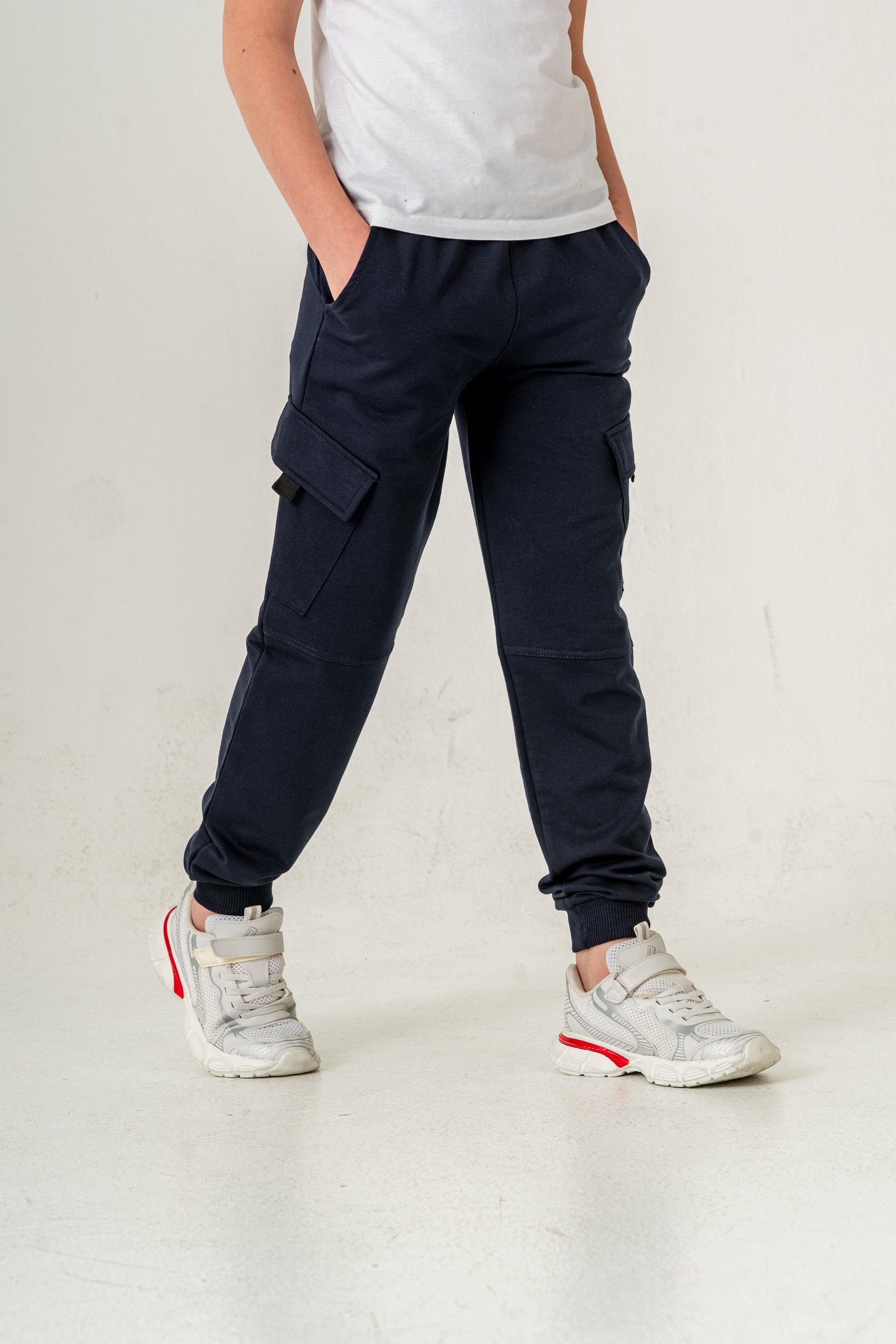 Çift Kargo Cepli Cep Kapagı Balıksırtlı Erkek Çocuk Eşofman Altı