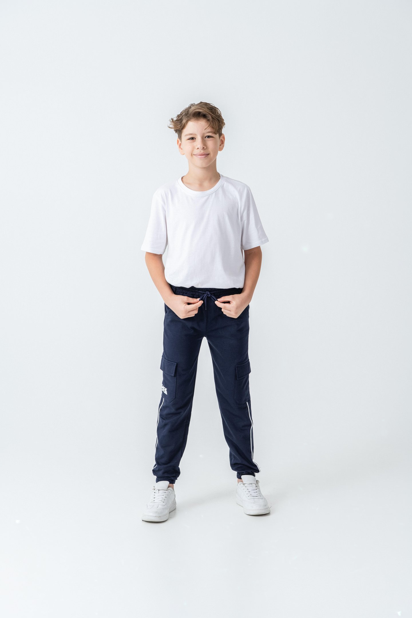 Çift Kargo Cepli Sağ Cep Baskılı Çift Bacak Biyeli Erkek Çocuk Eşofman Altı