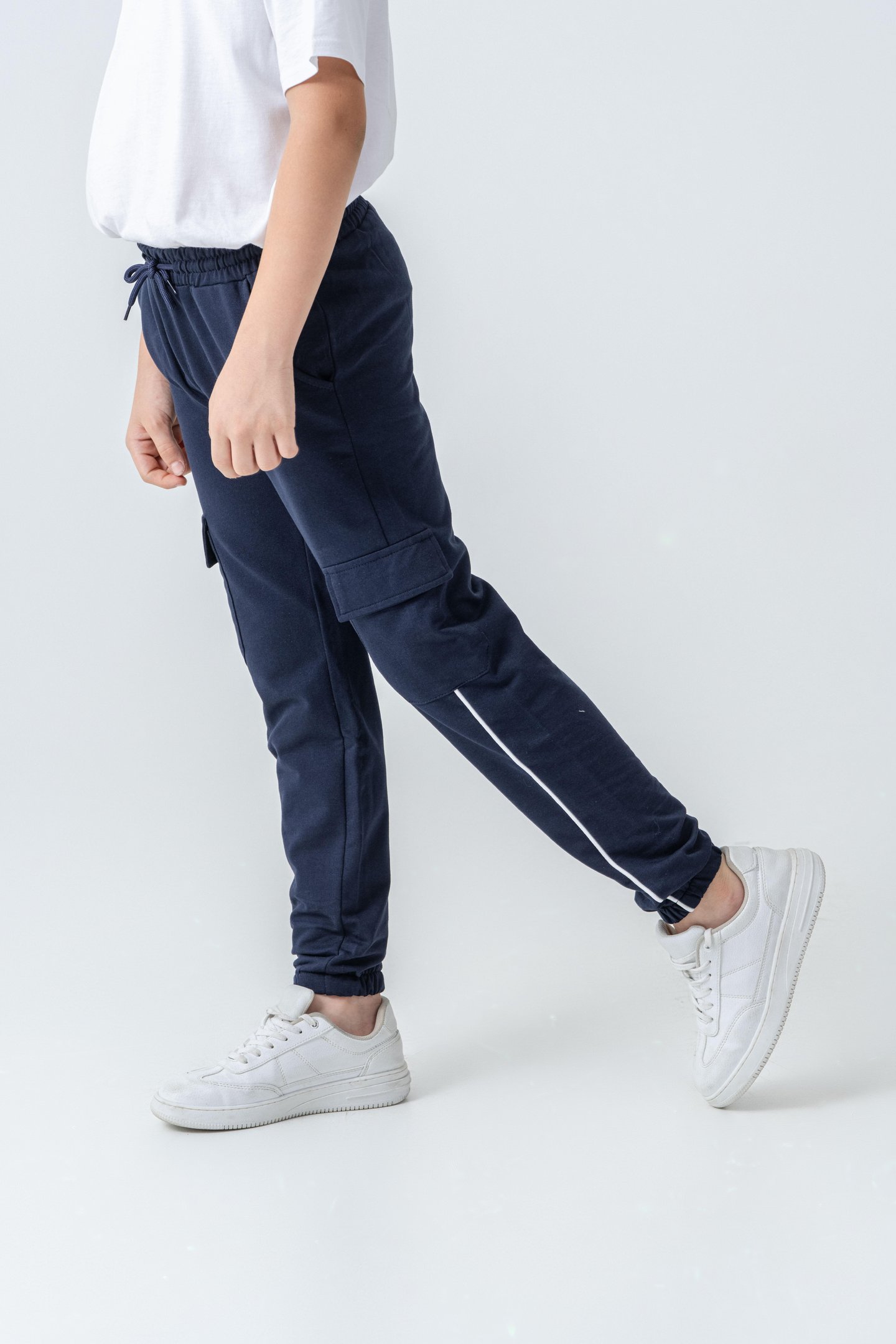 Çift Kargo Cepli Sağ Cep Baskılı Çift Bacak Biyeli Erkek Çocuk Eşofman Altı