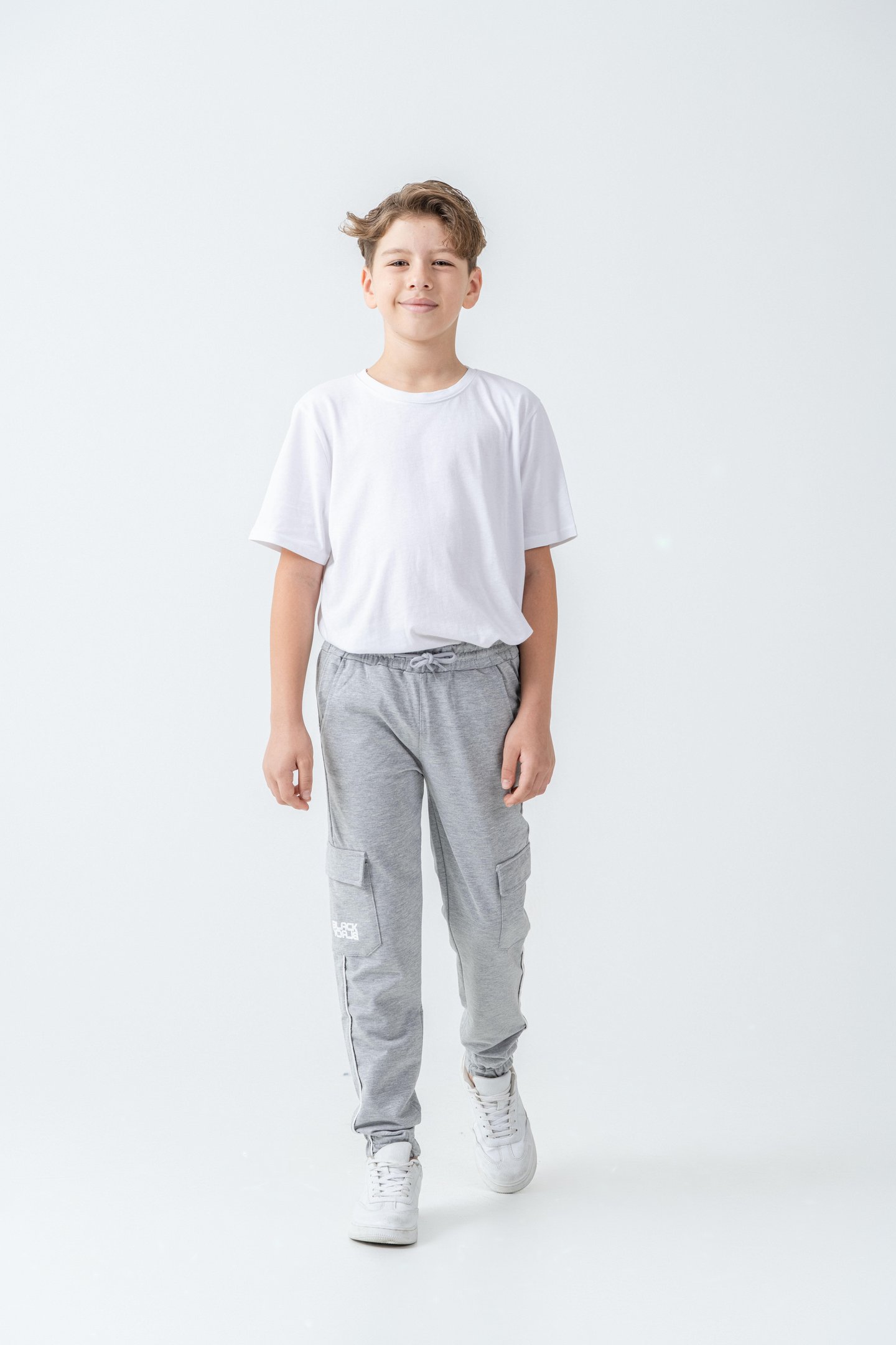 Çift Kargo Cepli Sağ Cep Baskılı Çift Bacak Biyeli Erkek Çocuk Eşofman Altı