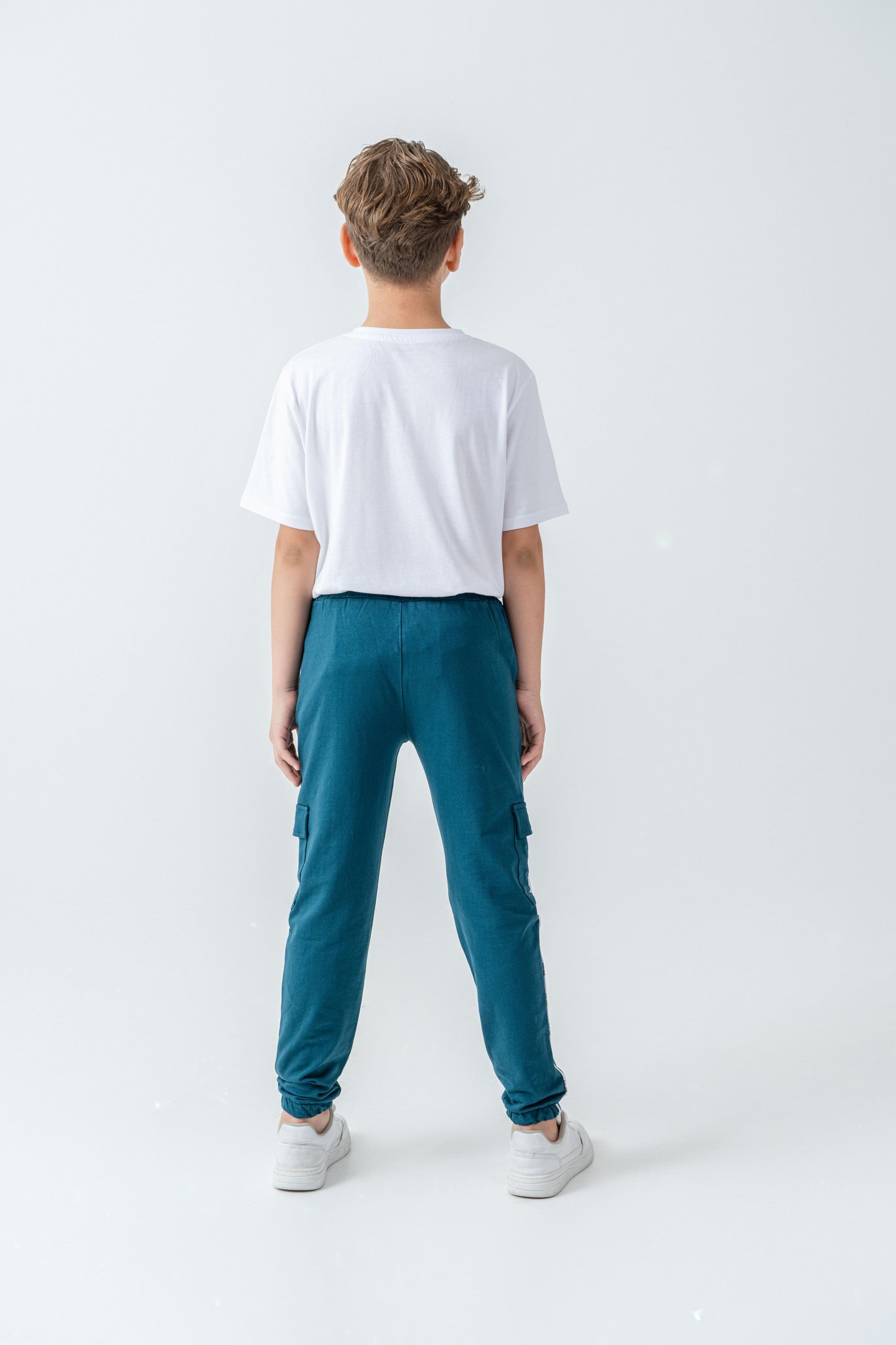 Çift Kargo Cepli Sağ Cep Baskılı Çift Bacak Biyeli Erkek Çocuk Eşofman Altı