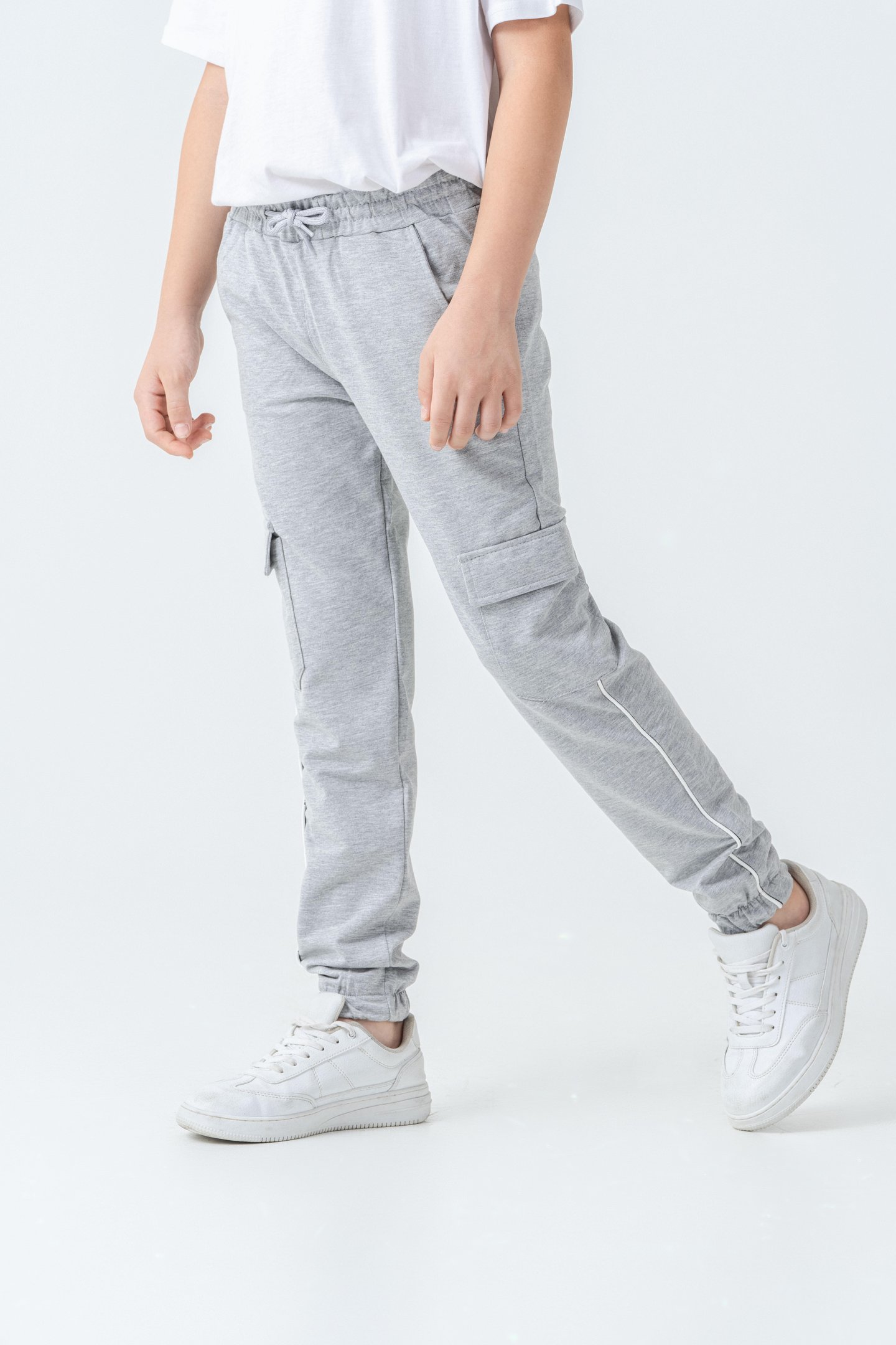 Çift Kargo Cepli Sağ Cep Baskılı Çift Bacak Biyeli Erkek Çocuk Eşofman Altı