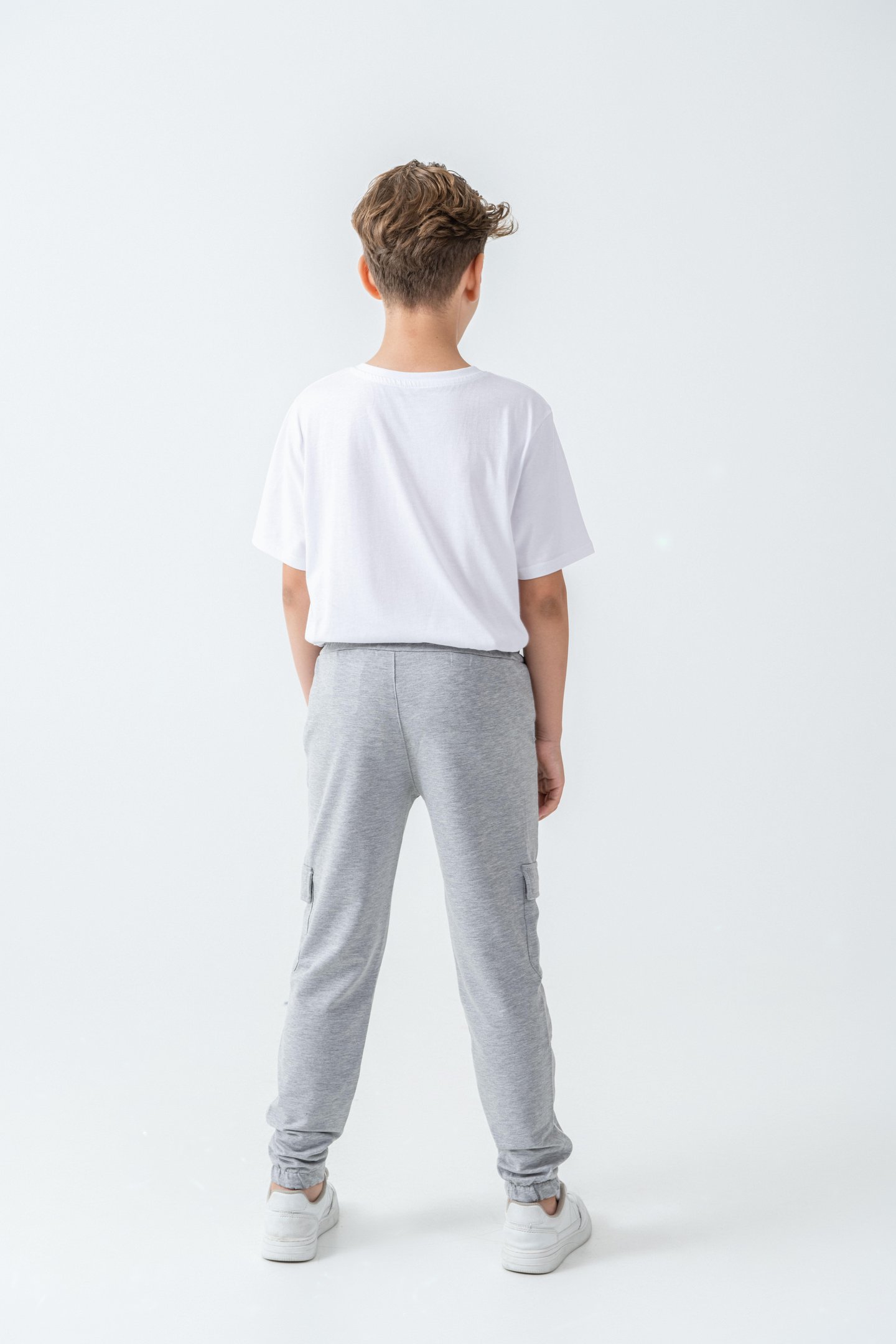 Çift Kargo Cepli Sağ Cep Baskılı Çift Bacak Biyeli Erkek Çocuk Eşofman Altı