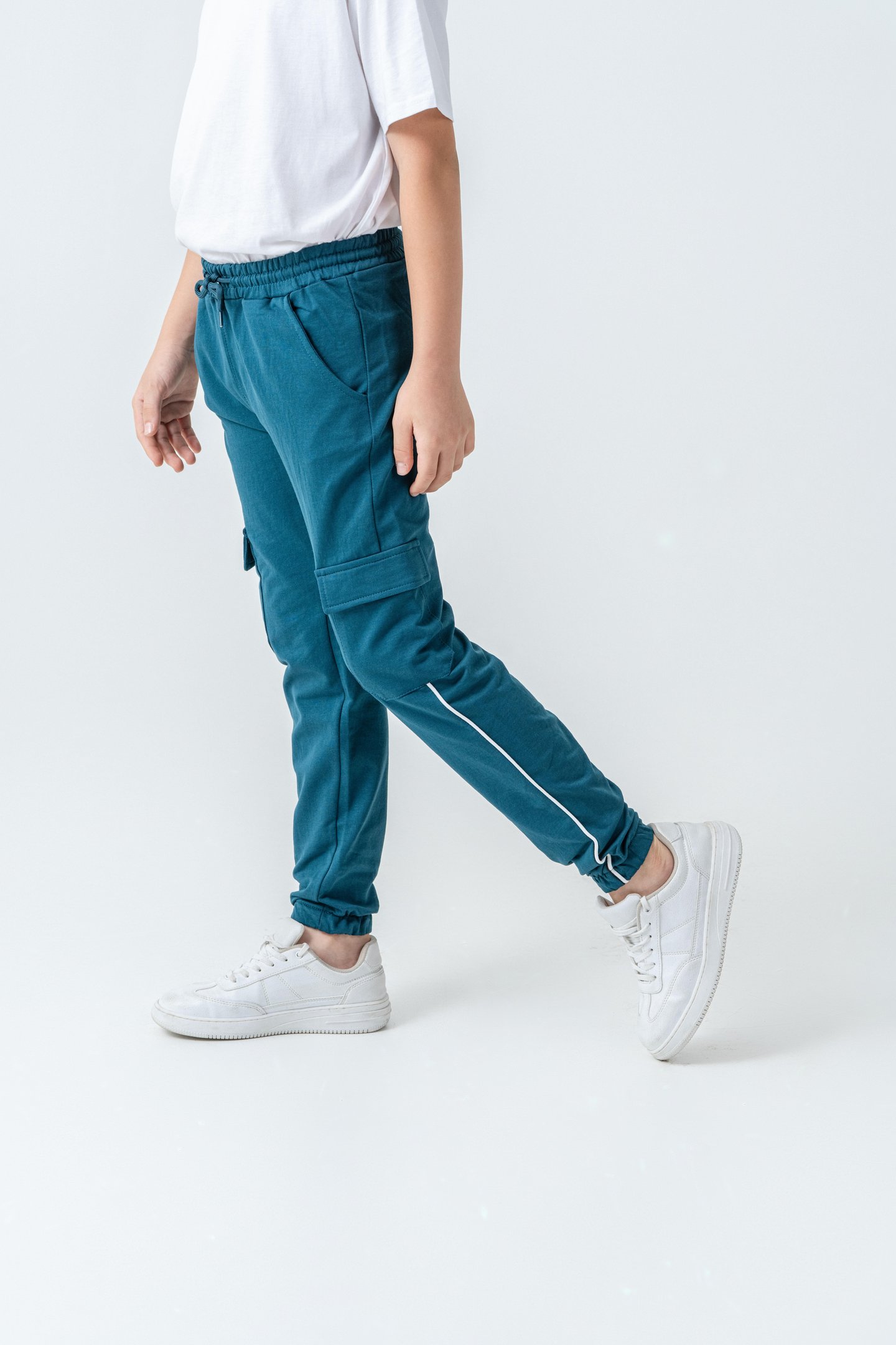 Çift Kargo Cepli Sağ Cep Baskılı Çift Bacak Biyeli Erkek Çocuk Eşofman Altı